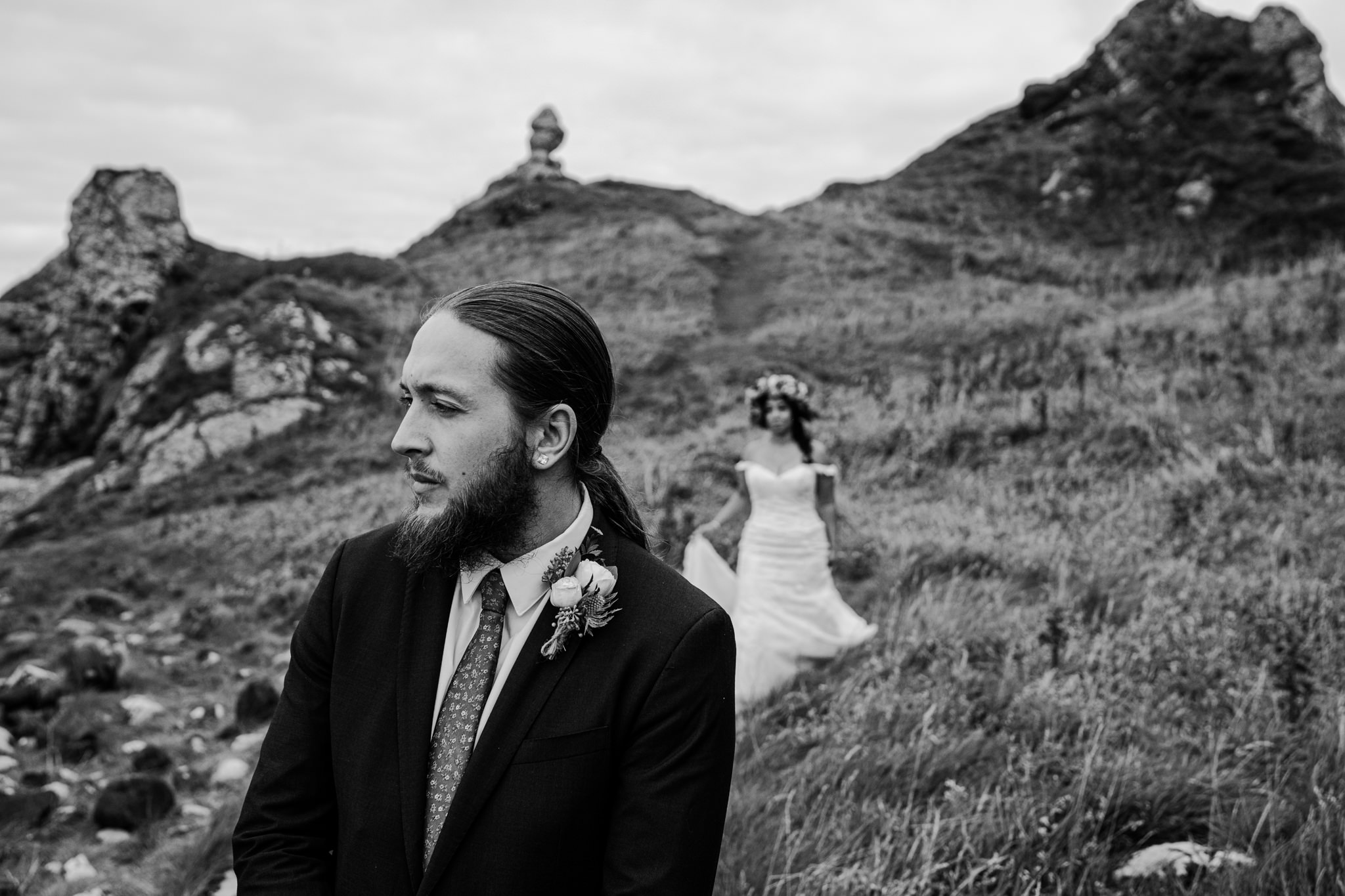 first look for elopement at Kinbane Castle Northern Ireland