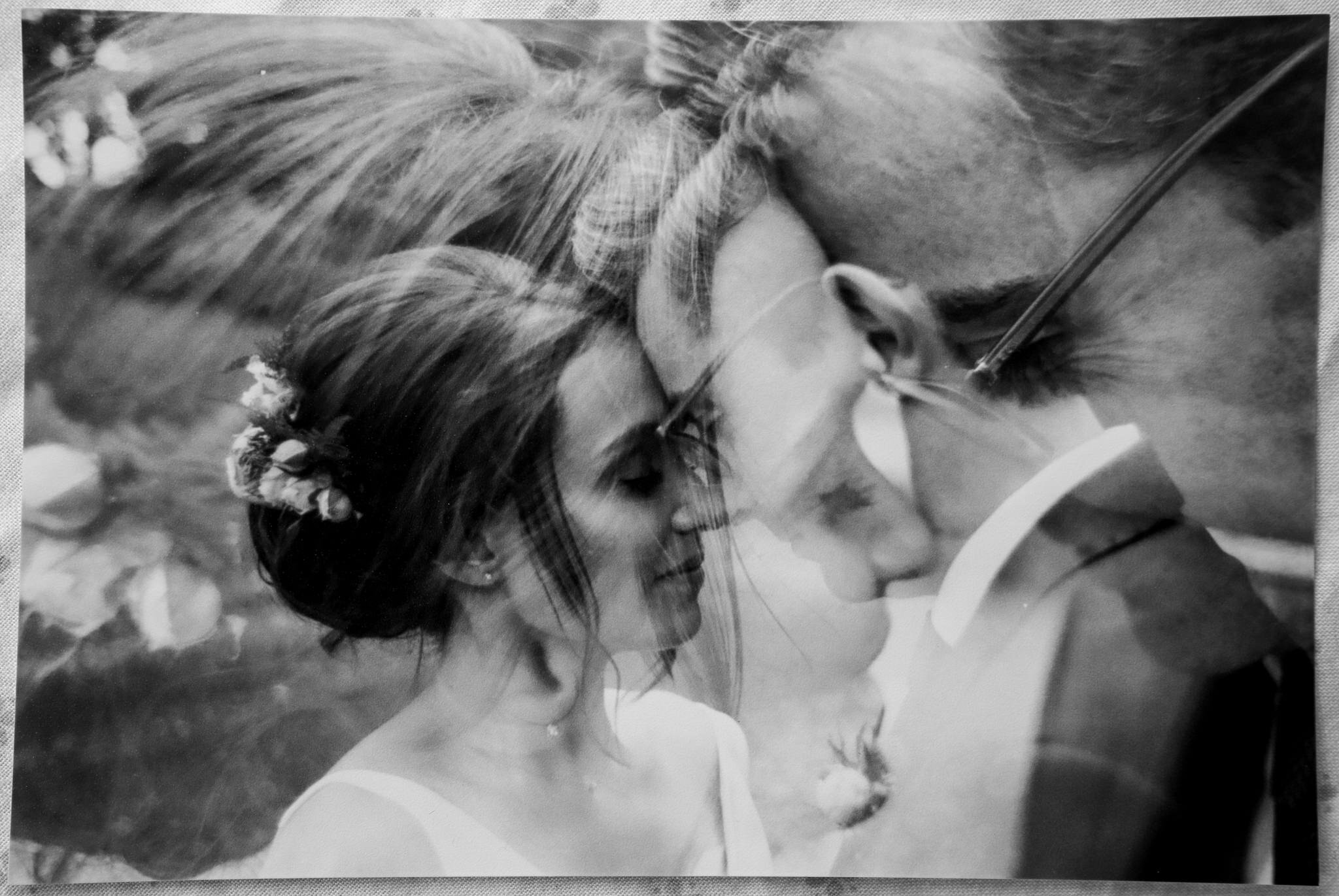 alternative wedding photographers Ireland creative double exposure bride and groom portrait