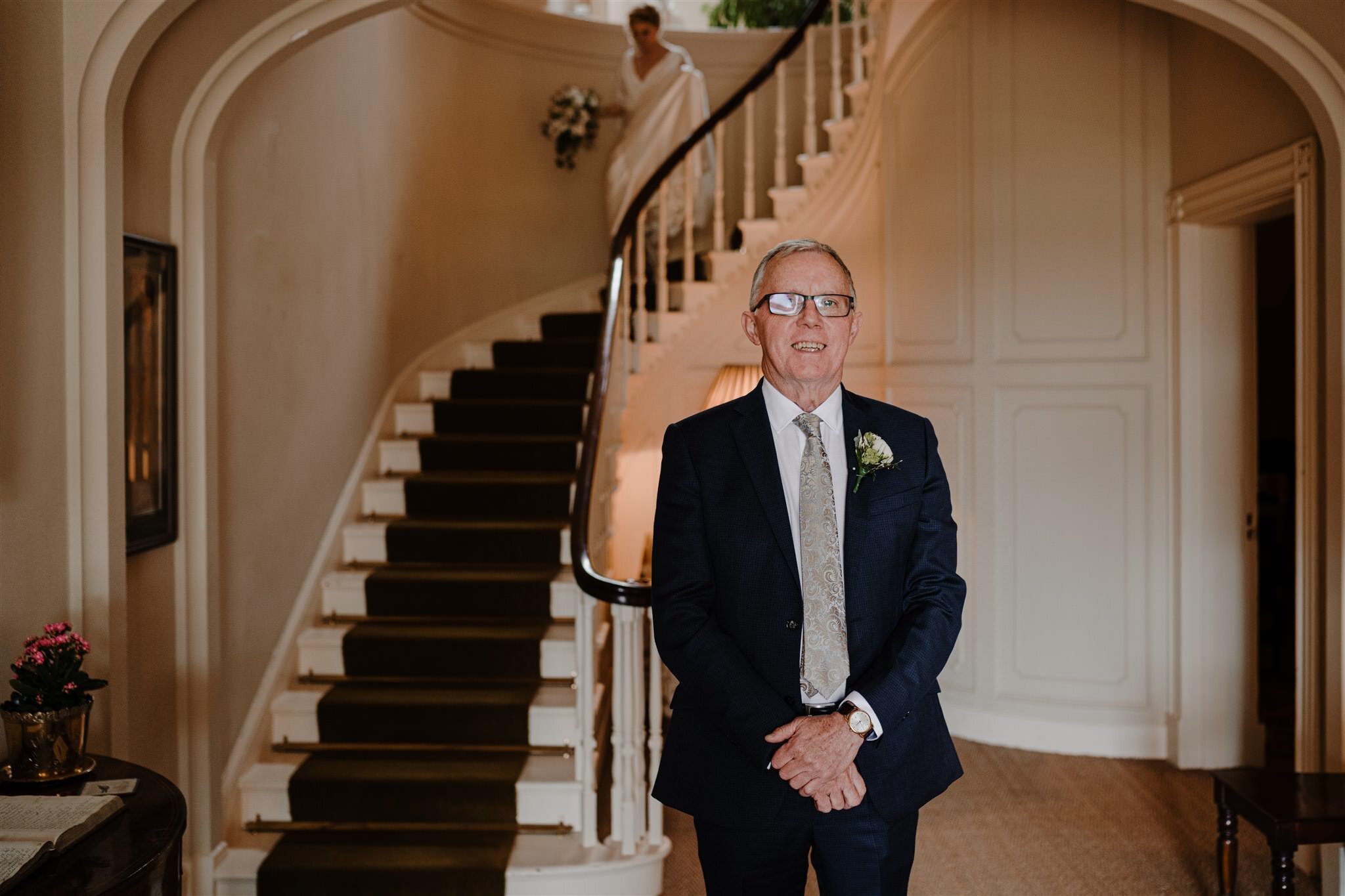 Father of bride first look steps Tullyveery house wedding