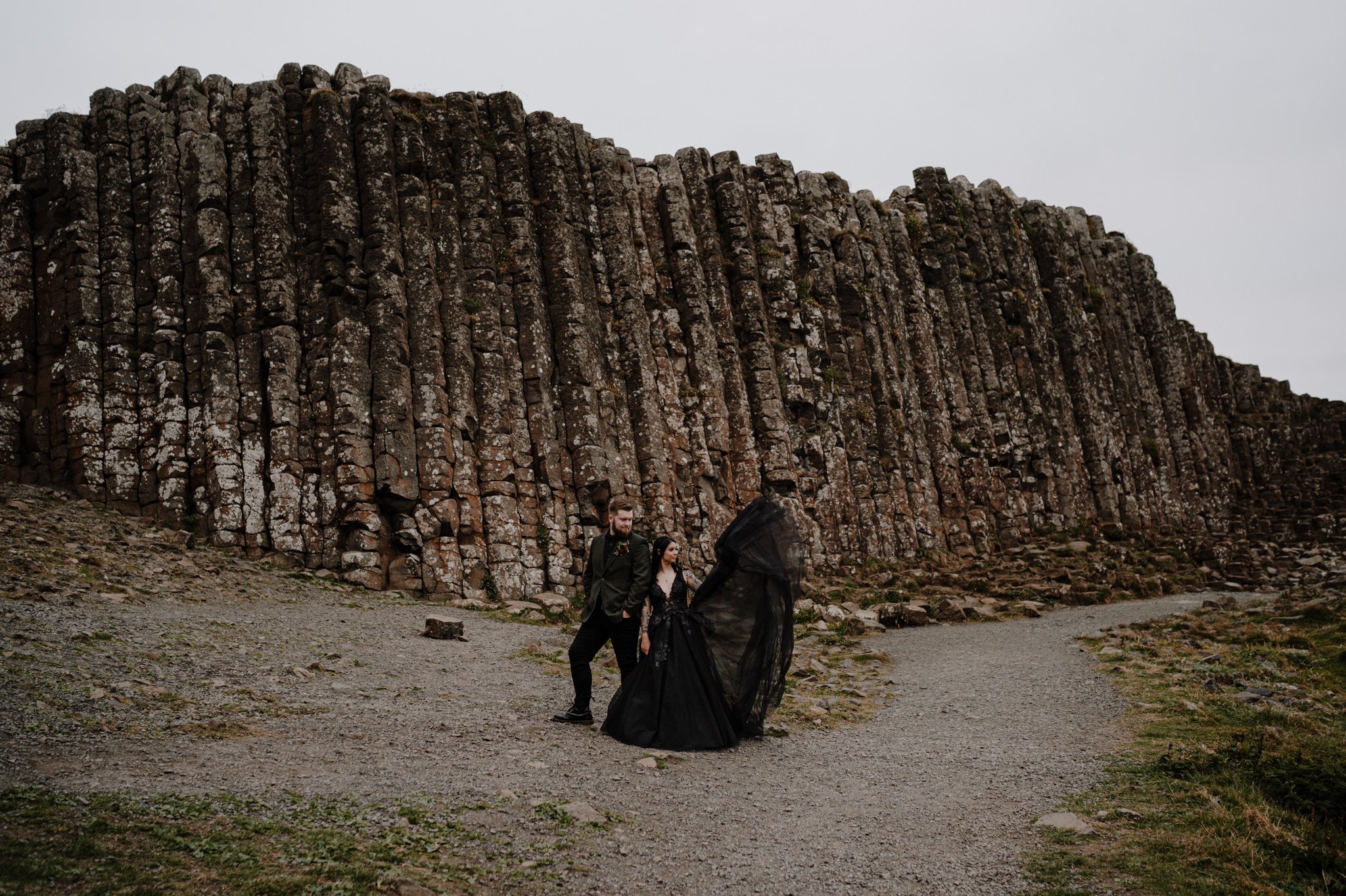 Northern-Ireland-elopement-photographer-Irish-elopements-black wedding dress