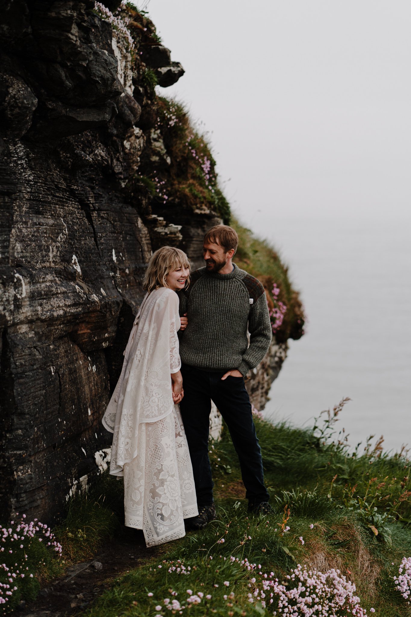 boho inspired engagement session irish cliffs 