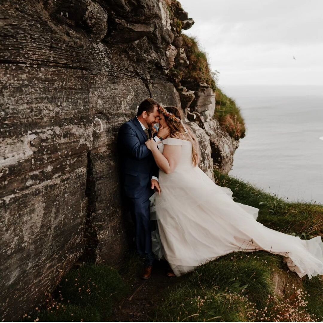 Windswept and very full hearts
.
I could not have asked for a more emotional and wonderful elopement to close out my time at the cliffs of moher.
.
Katie &amp; Jared chose to exchange beautiful personal vows on the iconic cliff edges and even had the