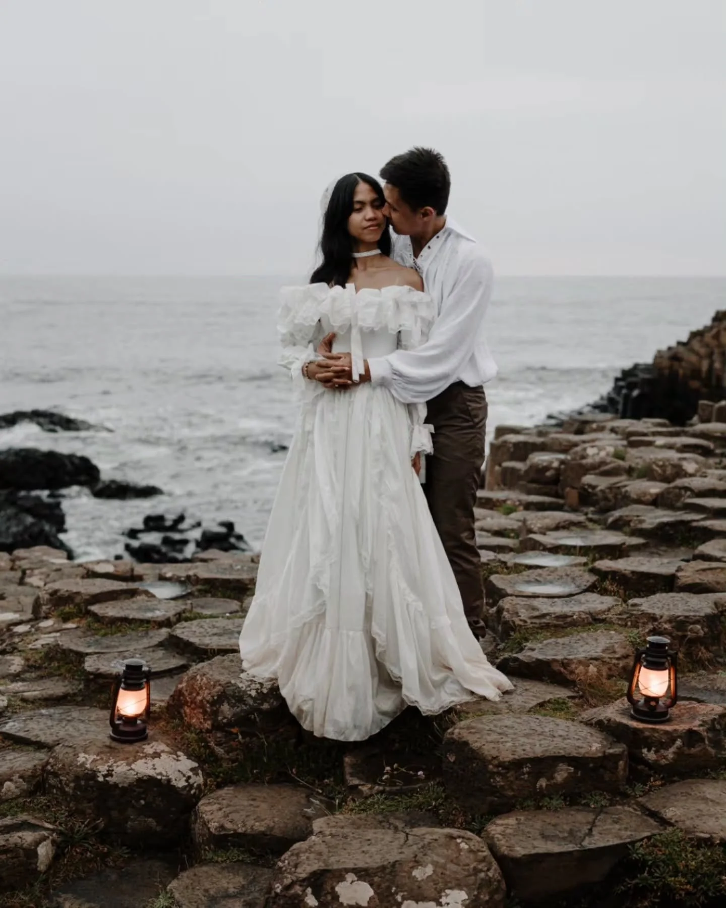 "We want photos that say we got married in this beautiful place, and loved every single bit of it."

No big show. No hundred people watching. Just Khaye and Jude, choosing themselves on a coastline that spoke to them.

The dress billowed ac