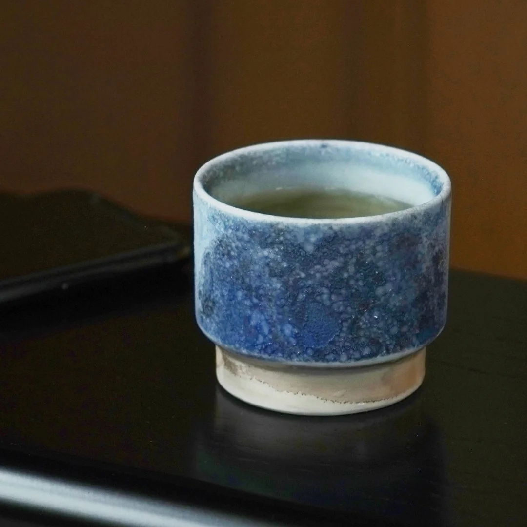 Rough and blue - Kasama-yaki.