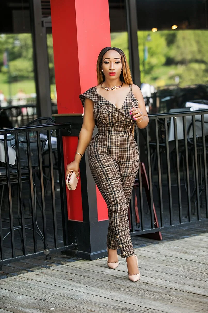 Kenia Gridded Jumpsuit — Kenia Nunez Designs