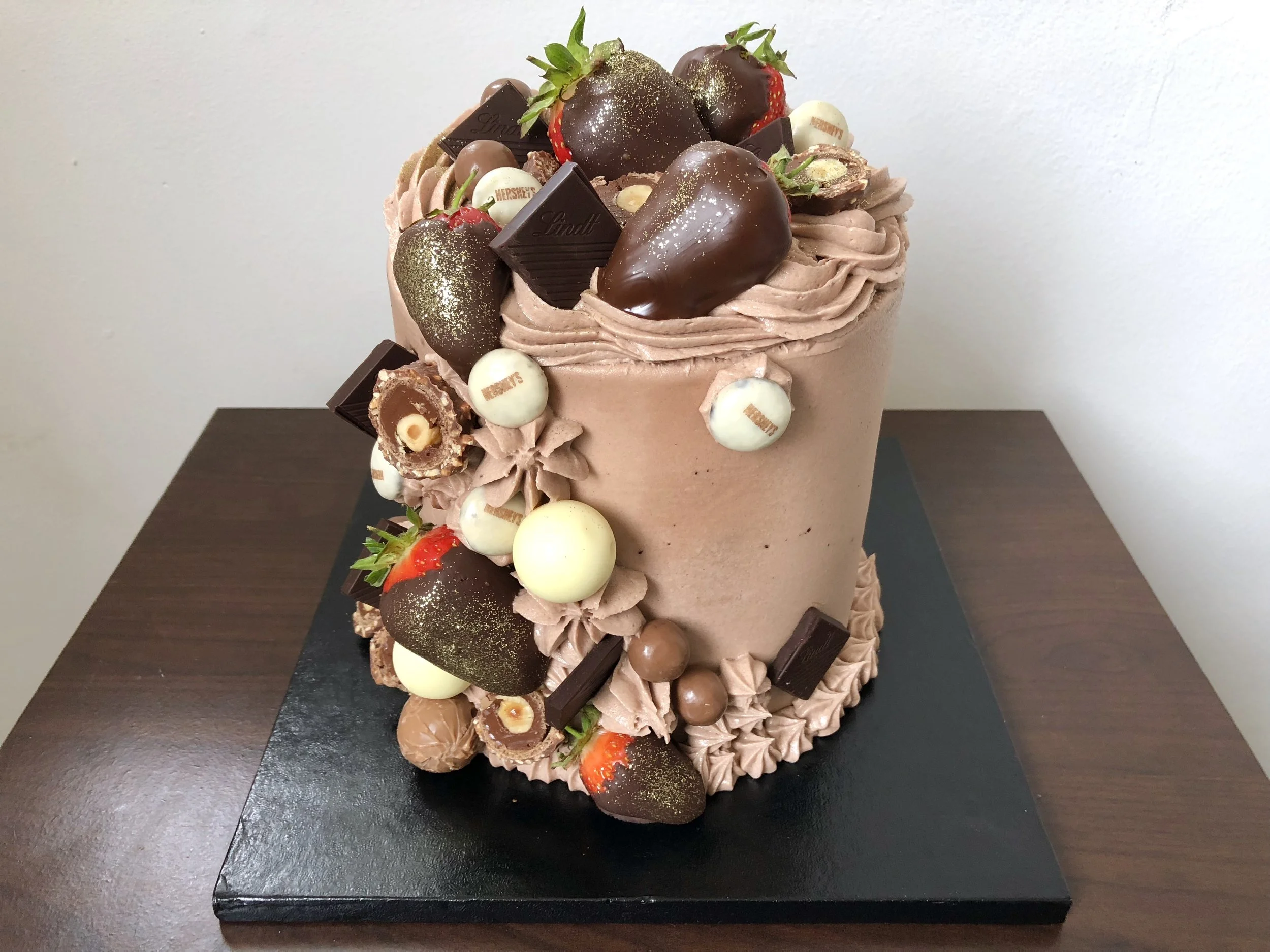 Chocolate Overload Cake w/ Strawberries