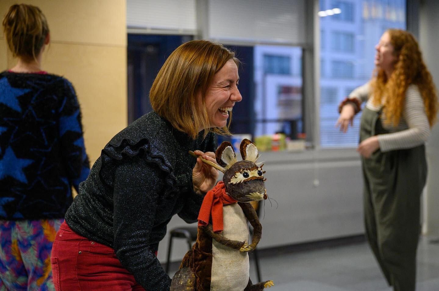 In rehearsal at NDT Broadgate with @sarahgainprod as creative producer and puppeteer for the R&amp;D of @mrsscroogeshow written by Hannah Khalil, creative director: Beck Gadsby, with @corrersthegreat @angeeats and @iamjsmnrose #RehearsalPhotographer 