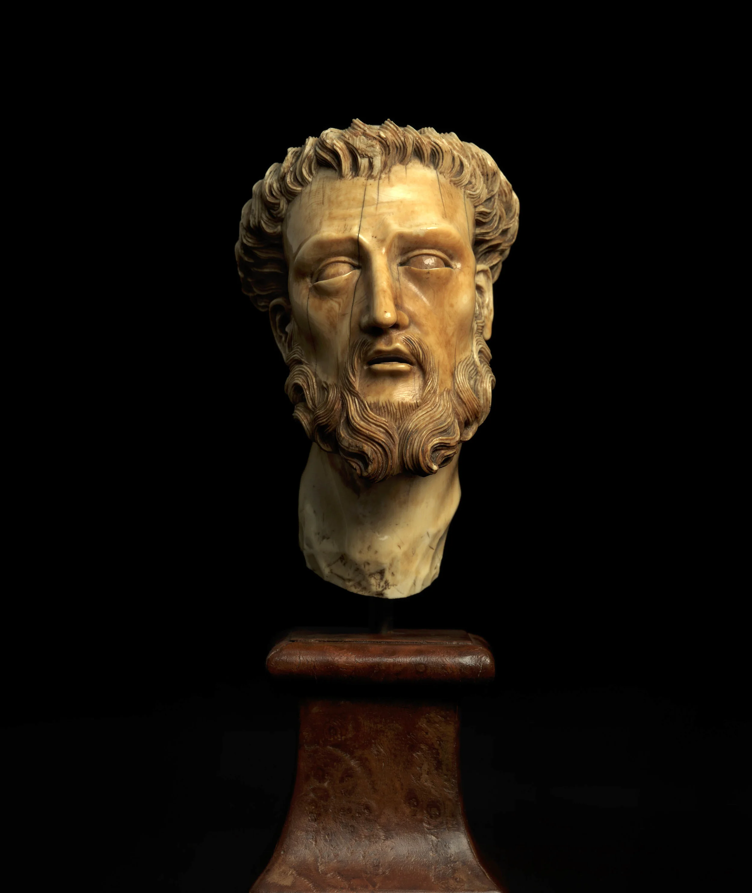 HISPANO–PHILIPPINE PROBABLY MANILA Saint Francis-Xavier Circa 1630 Ivory 11 cm. high; 20 cm. high overall Sold to a pivate collector by whom donated to the British Museum, London
