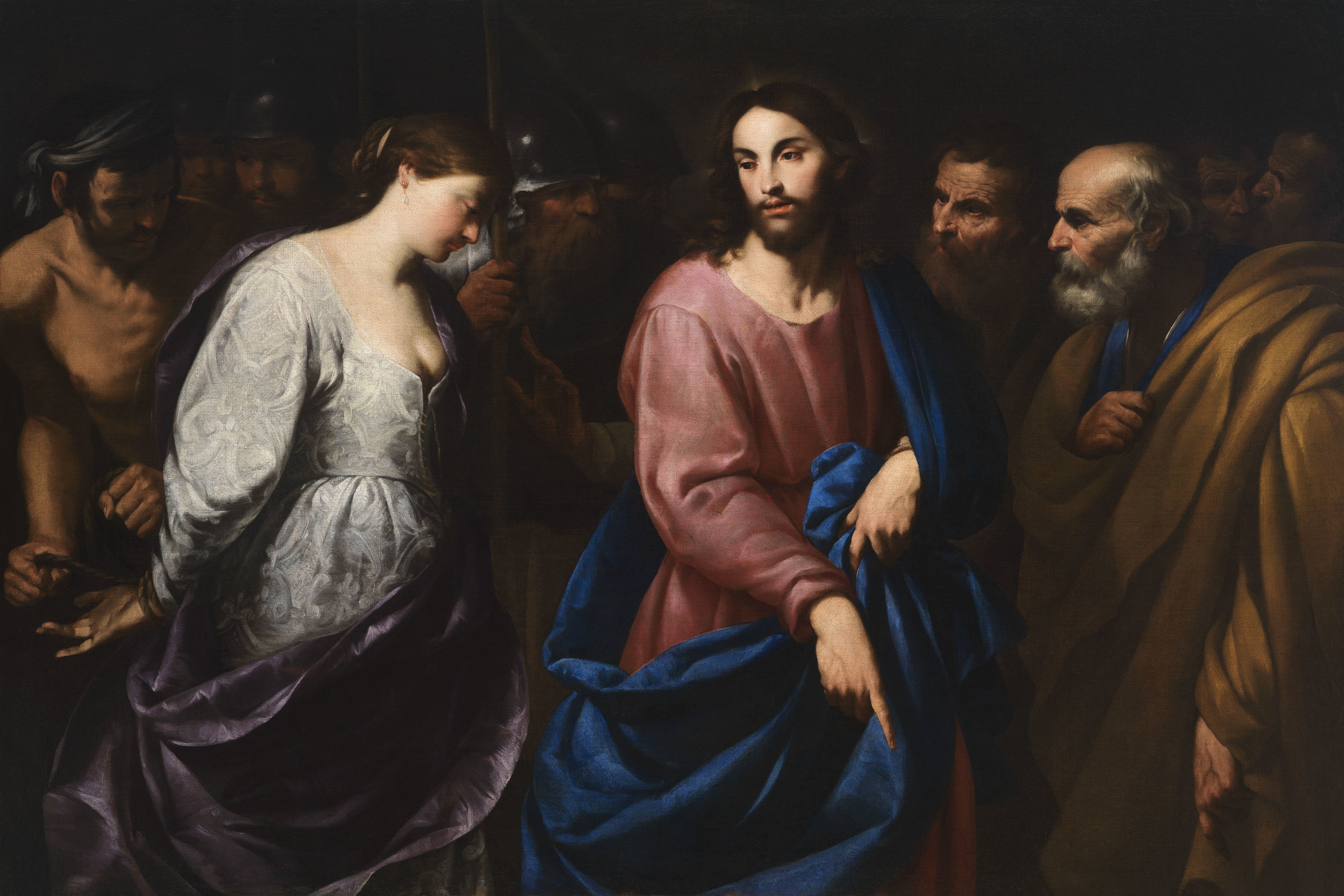  ANDREA VACCARO  Naples, 1604 - 1670     Christ and the Adulteress    c.  1630    Oil on canvas  124 x 179 cm.    Sold to the Finnish National Gallery, Helsinki  