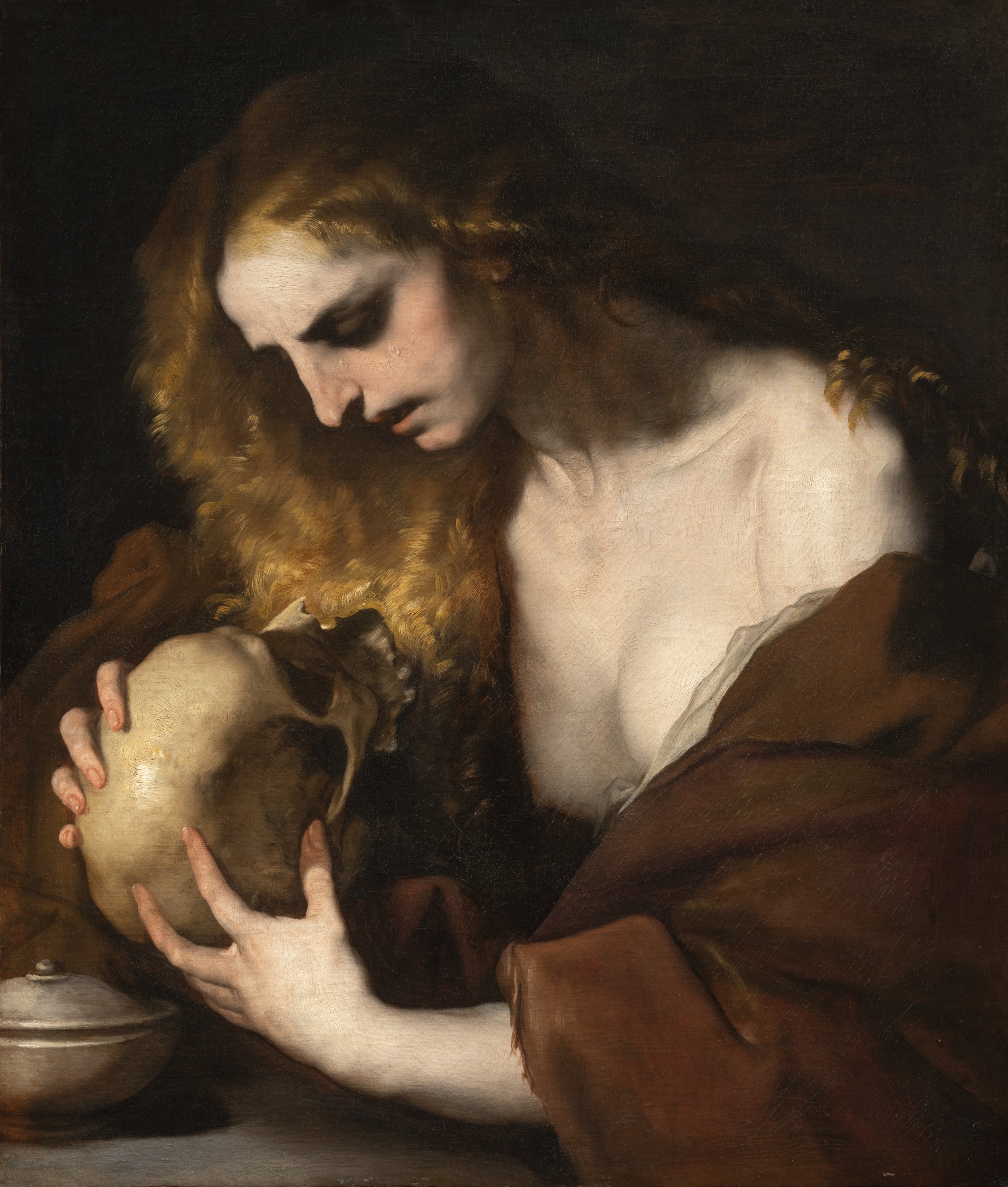  LUCA GIORDANO 1634 - 1705     Penitent Magdalene   c. 1660 - 1665    Oil on canvas 76 x 63.5 cm    Provenance:  Wunderkammer S.A., Lugano; from whom acquired by the present owner in 2000    Sold to the Fine Art Museum of San Francisco, Legion of Hon