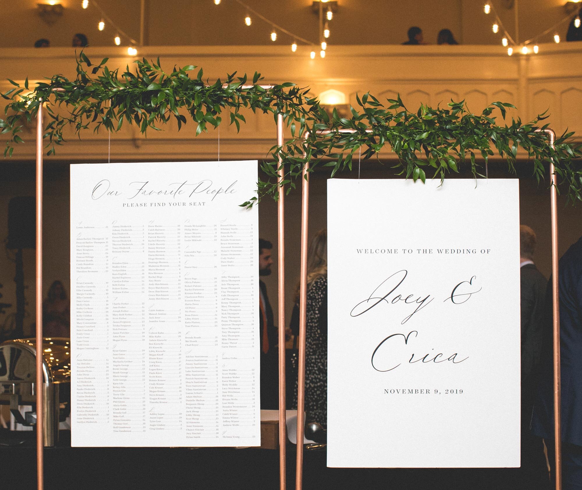 Table seating chart for wedding