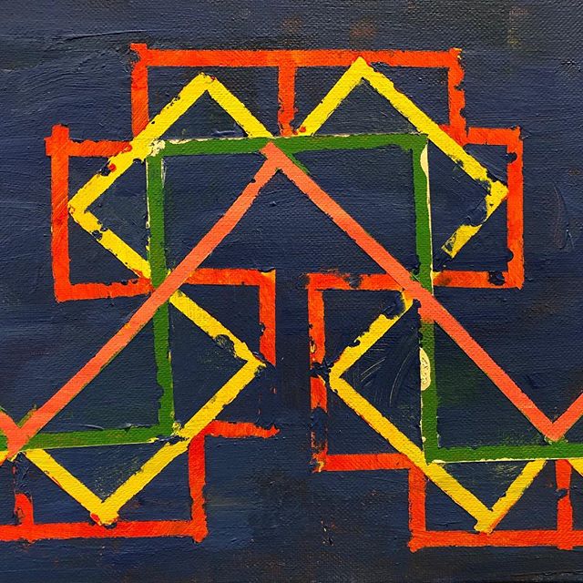 Patterns;syncopation with color and lines acrylic painting, by an 11 years old student. #artportfolio #kidsart #acrylicpainting #syncopation #summercamp #portfolioprep