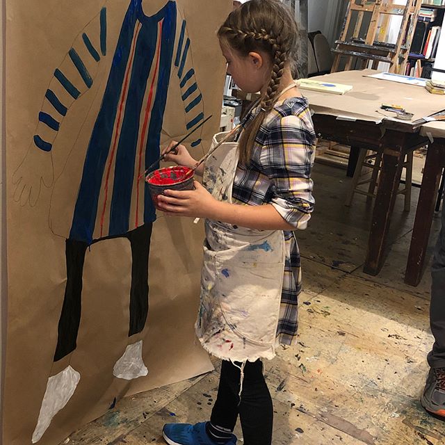 Big scale, portrait and pattern paintings  by 8 year old  students @wetpaintartstudio #artafterschool #kids #kidsart #artclassesforkids #tribeca #artportfolio #kidspainting