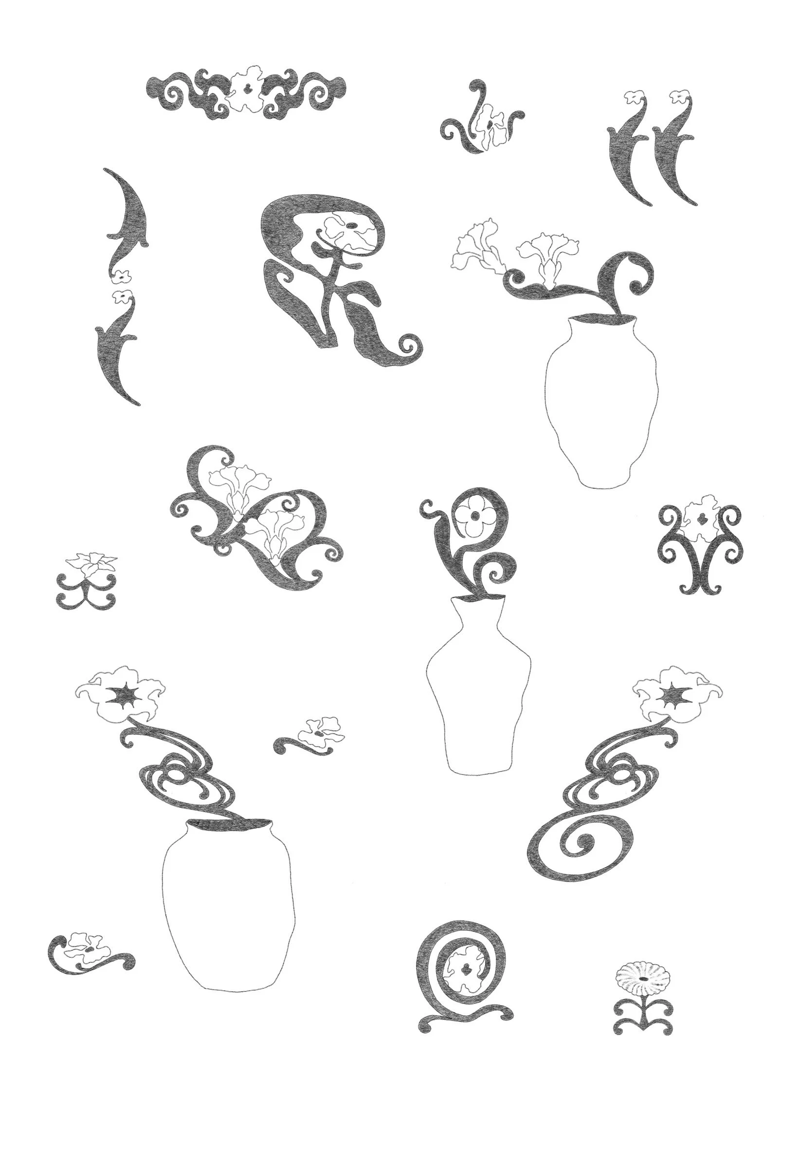 spring florals (b&amp;w)