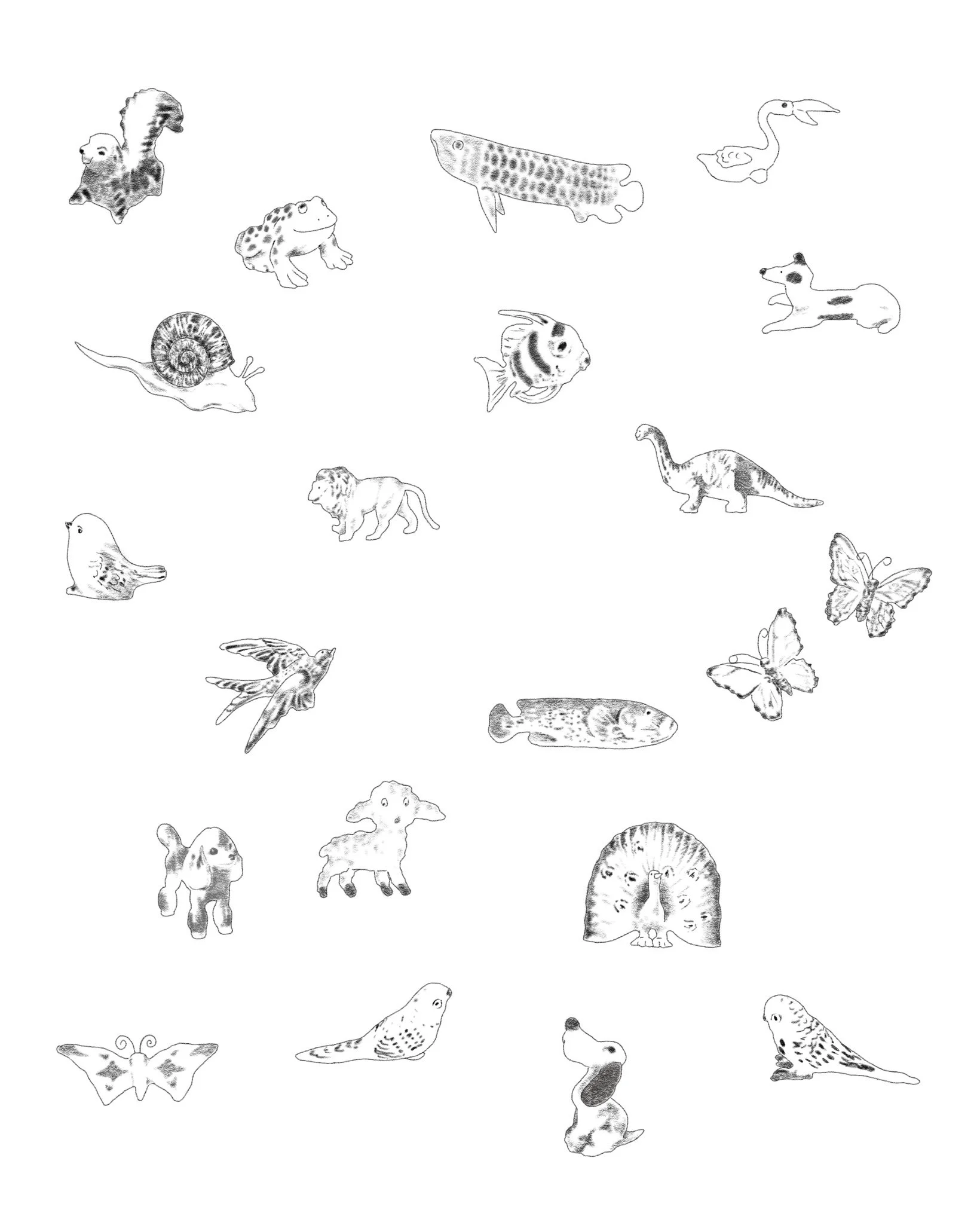 tiny animals (b&amp;w)