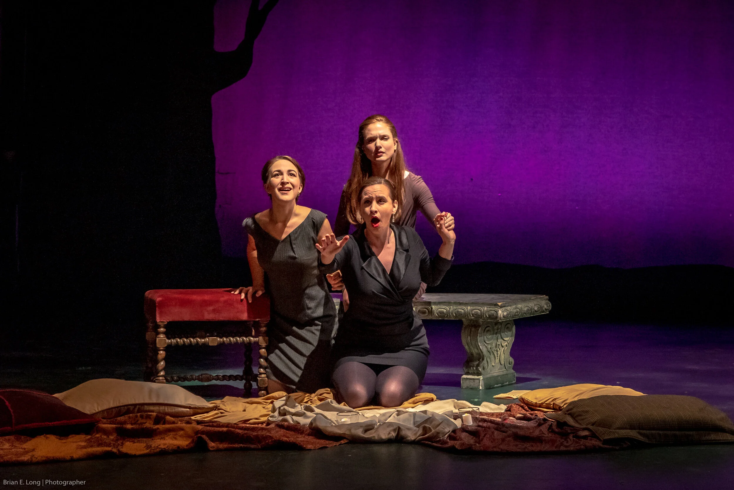 As Isabella Beecher in Victoria Bond’s Mrs. President, with soprano Robin Clifford as Elizabeth Tilton and soprano Anna Woiwood in the title role. dell’Arte Opera Ensemble, August 2019 at La Mama Experimental Theater