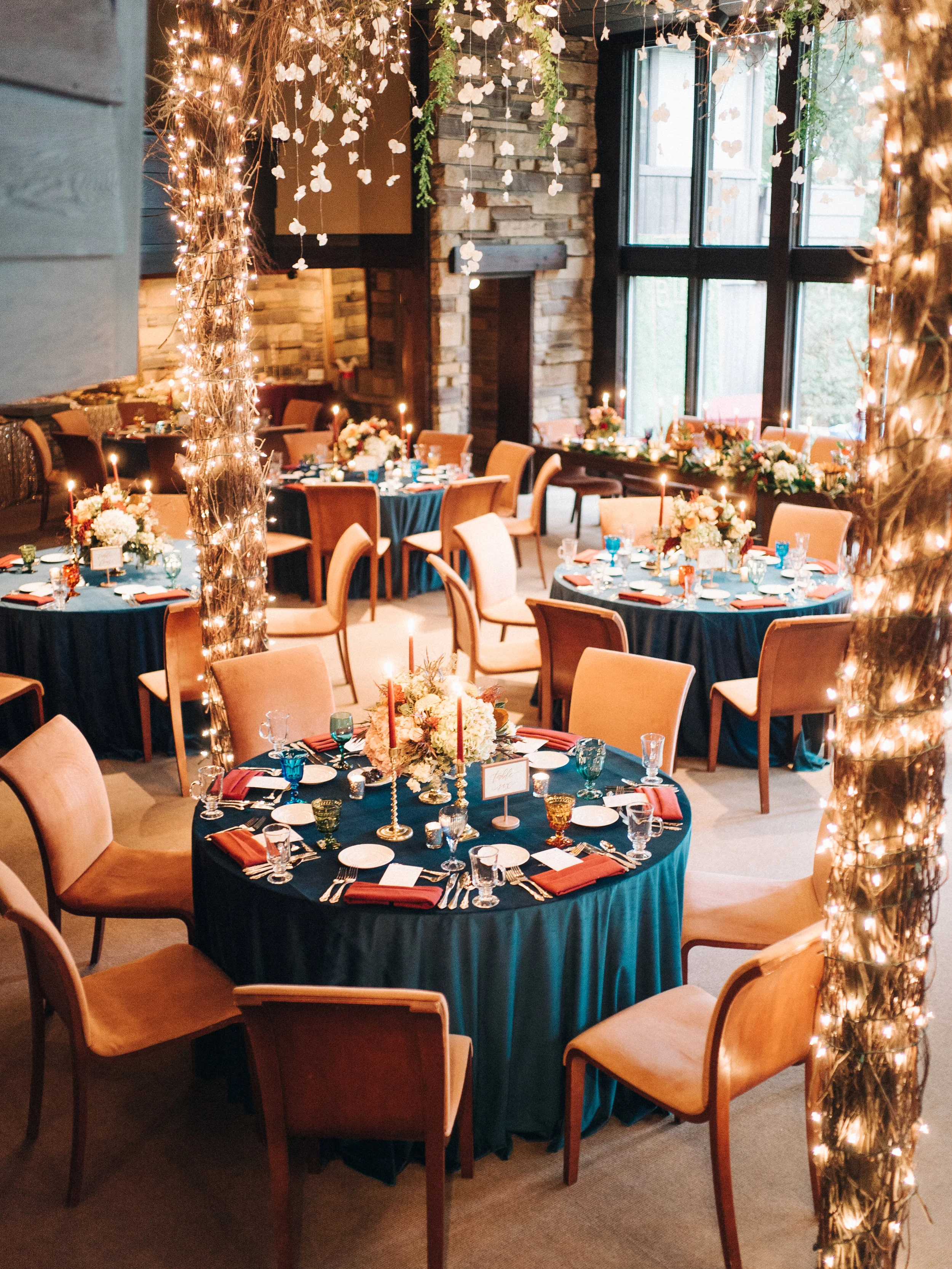 String lights can be used to transform or complement the overall ambiance, indoor or out! Credit: Sean Cook Weddings