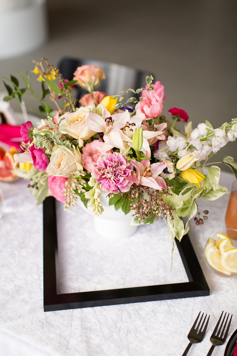Floral Roses and Pink Table Centerpieces Chicago Wedding Alexandra Lee Photography