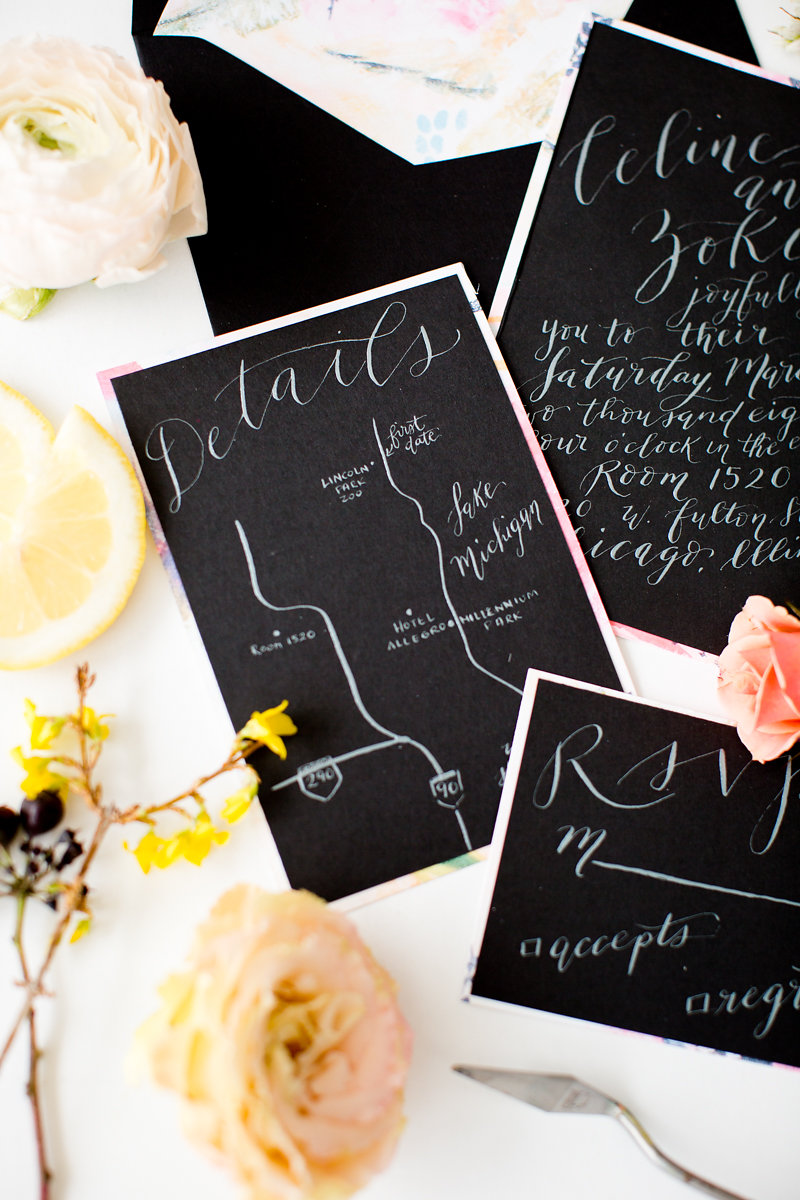 Black and White Wedding Invitations Chicago Wedding Alexandra Lee Photography