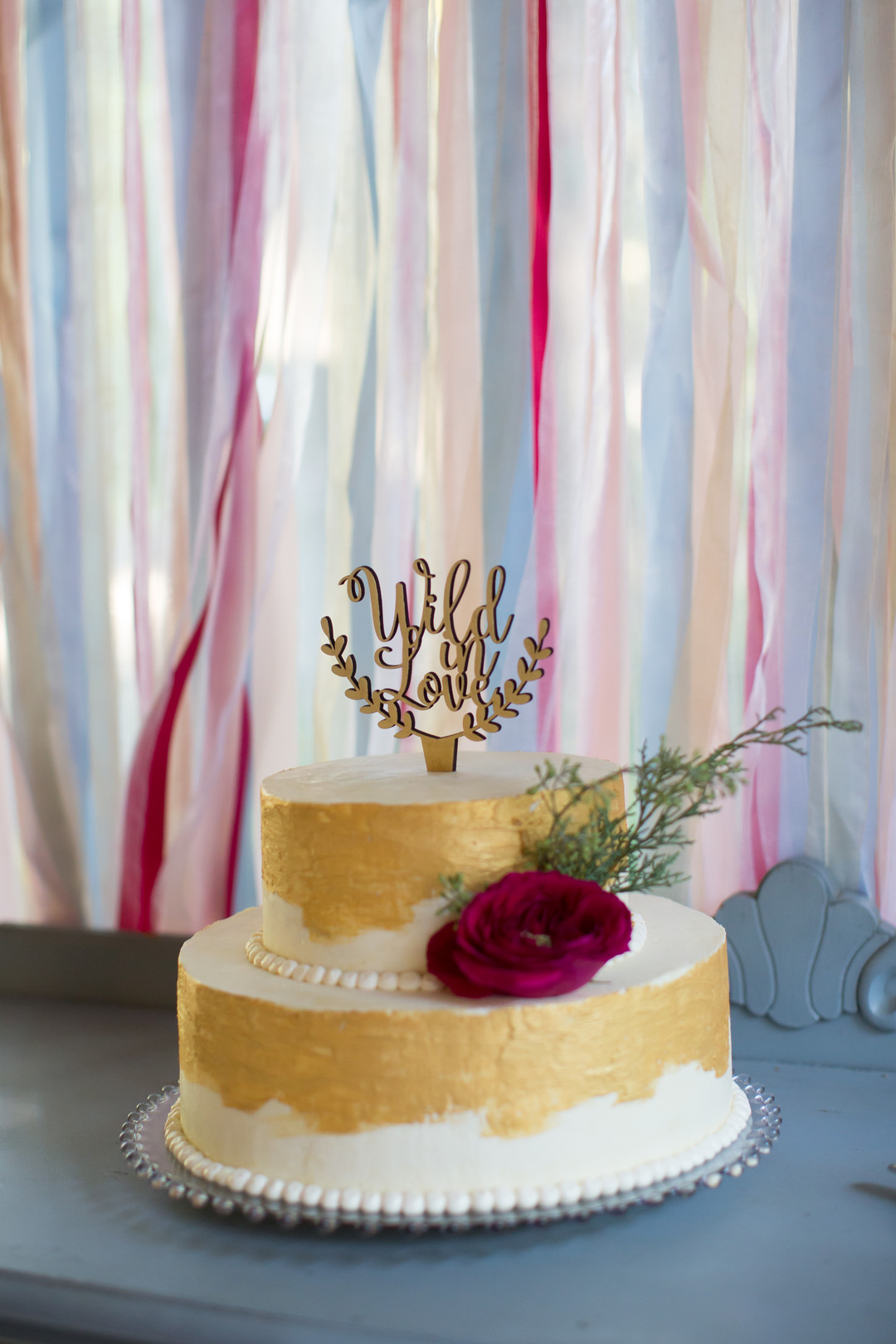 Wild in Love Gold Wedding Cake Topper Chicago Wedding Elite Photography