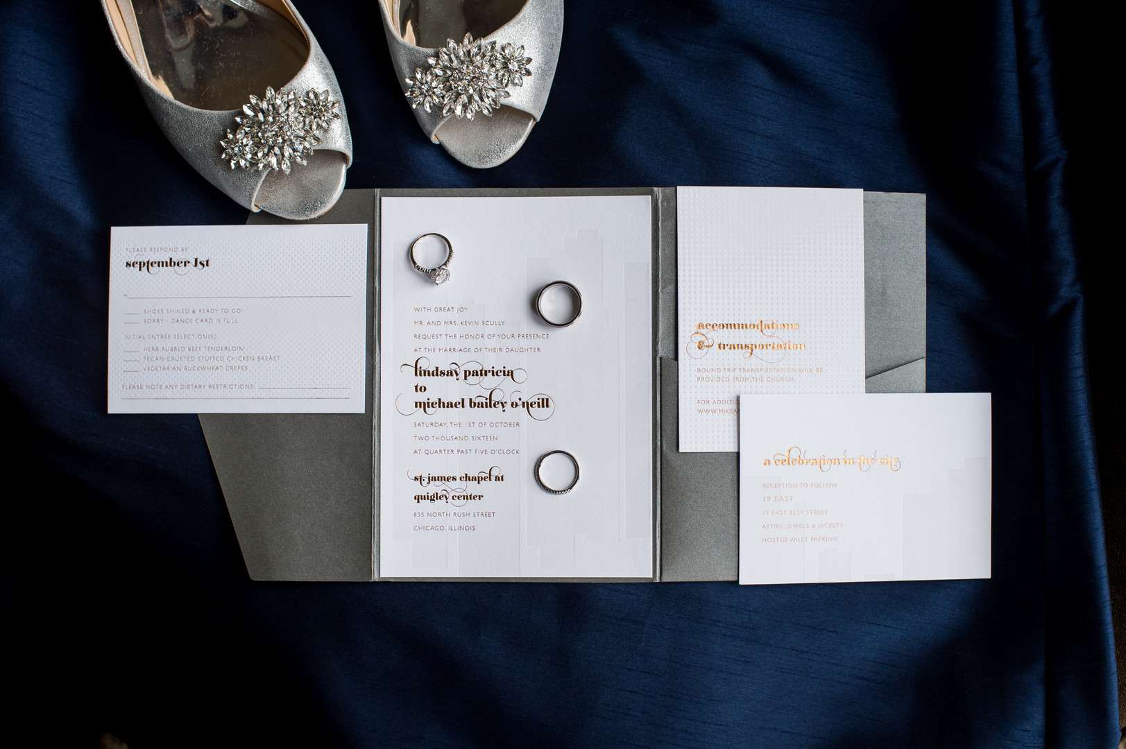 Gold and Silver Wedding Invitations Chicago Wedding Julia Franzosa Photography