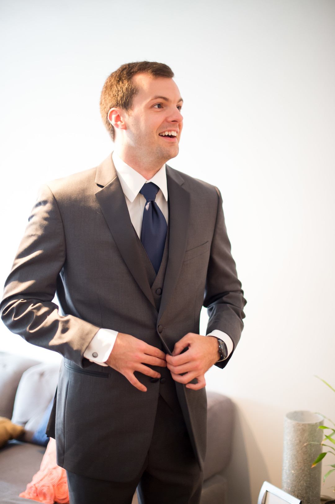 Gray Groom Suit Chicago Wedding  Julia Franzosa Photography