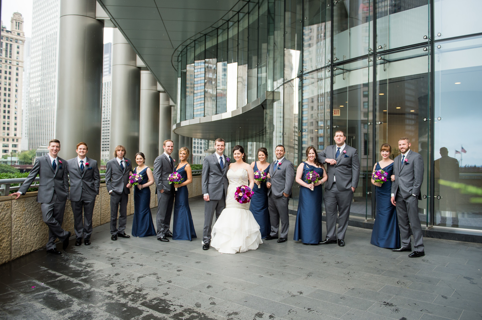 Blue and Gray Bridal Party Chicago Wedding Julia Franzosa Photography