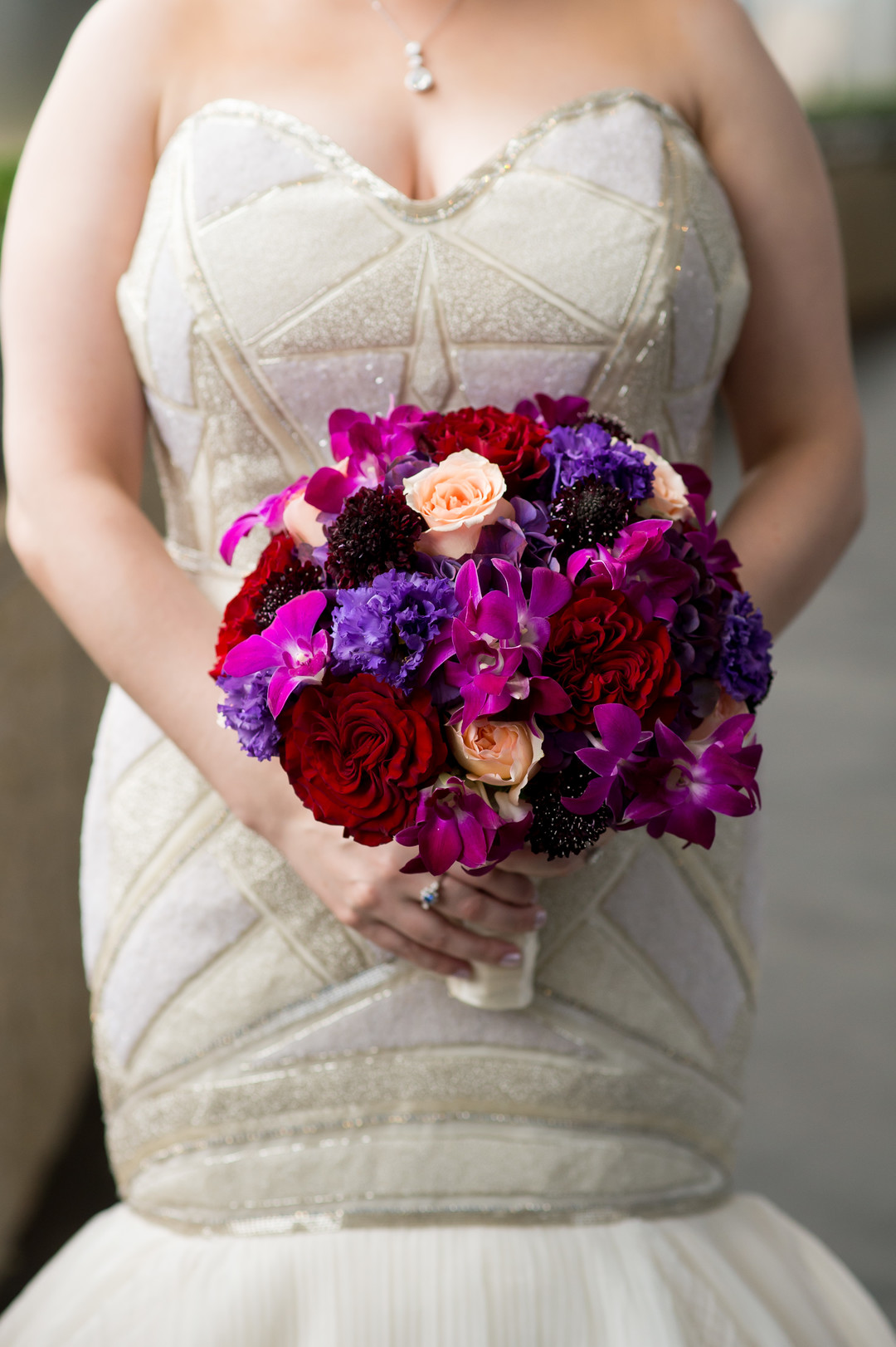 Purple Pink and Red Bridal Bouquet Chicago Wedding Julia Franzosa Photography