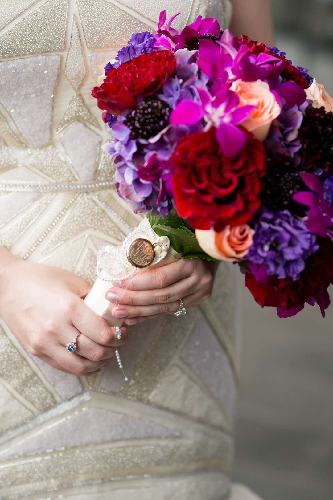 Purple Pink and Red Bridal Bouquet Chicago Wedding Julia Franzosa Photography