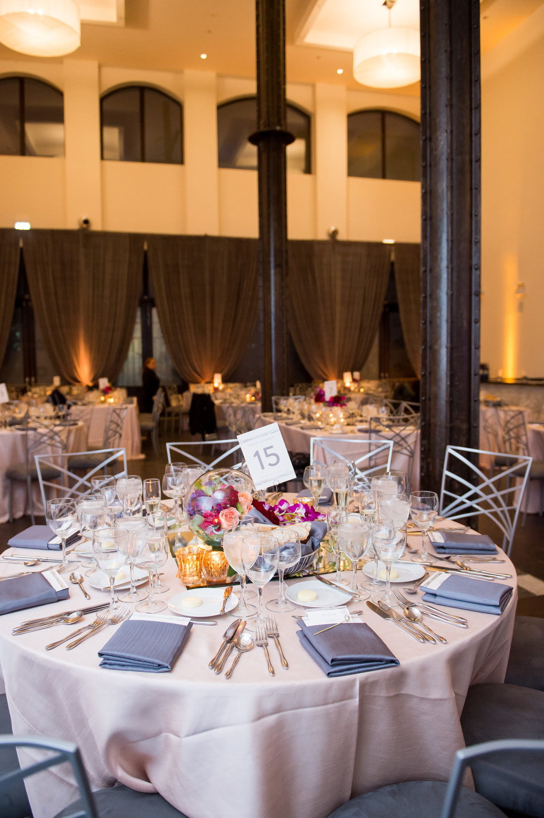 Gray Table Setting Chicago Wedding Julia Franzosa Photography