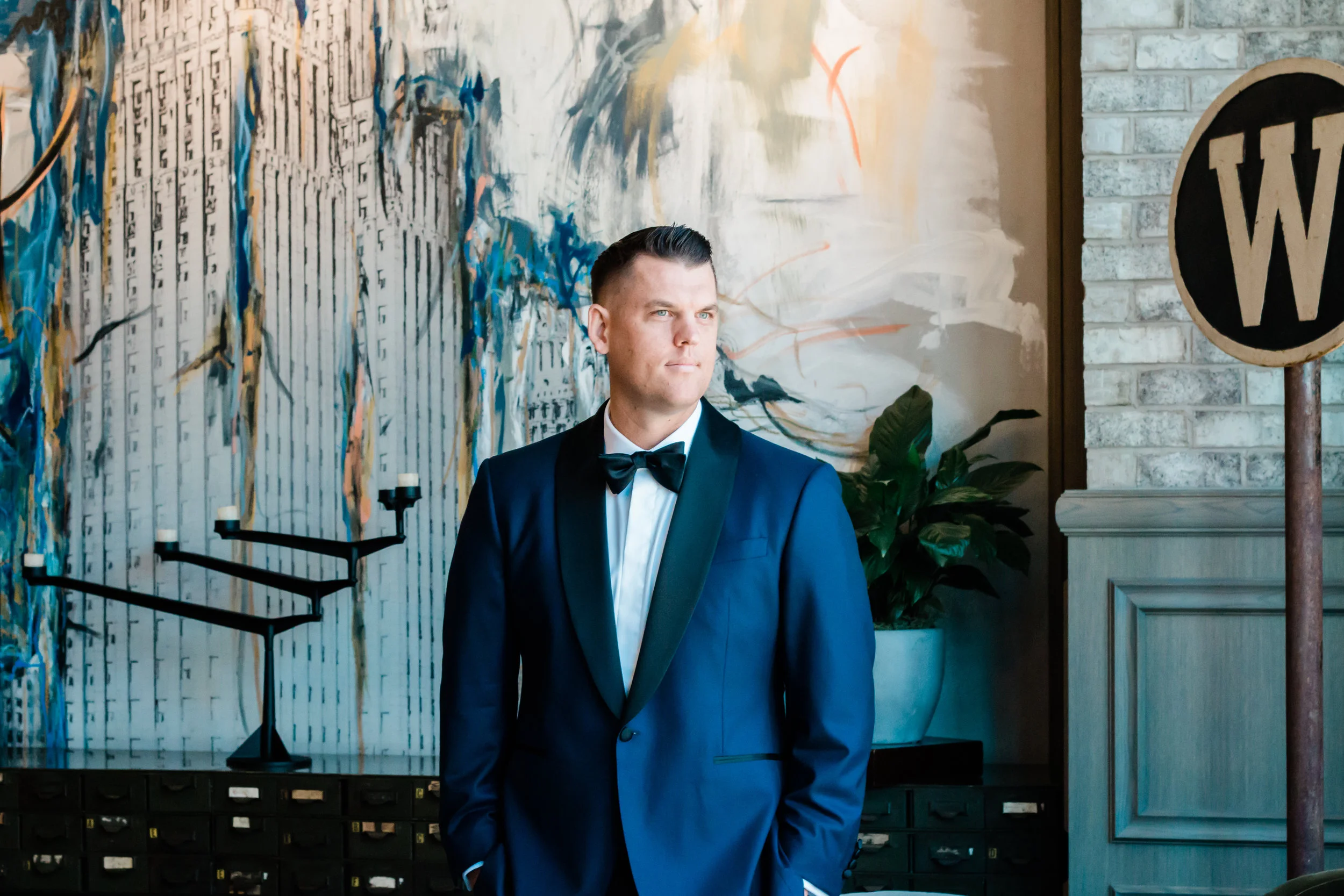 Navy and Black Groom Tuxedo Chicago Wedding Lindsey Taylor Photography