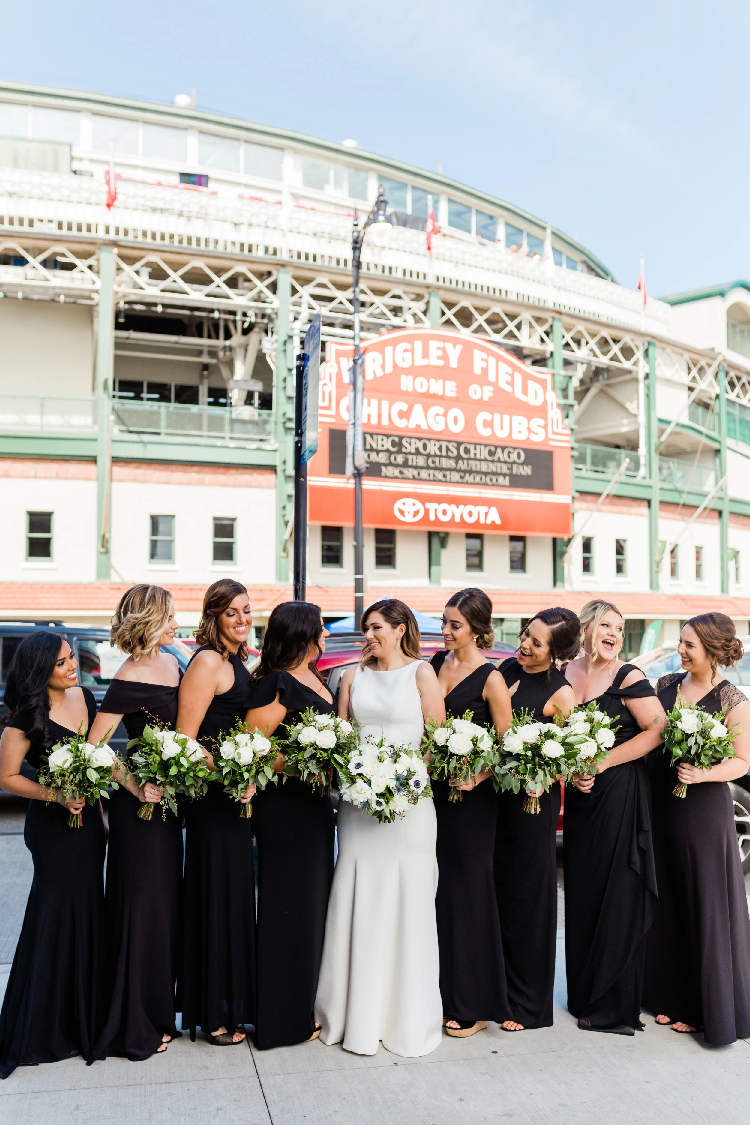 Elegant Black Bridesmaid Gowns Chicago Wedding Lindsey Taylor Photography