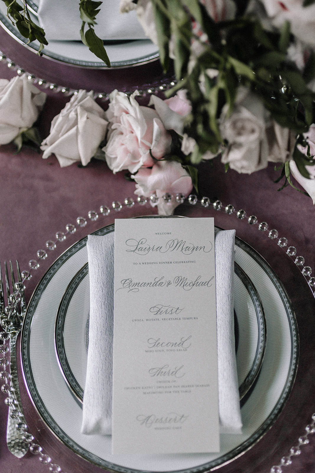 Romantic Elegant Table Setting Chicago Wedding lisa kathan photography