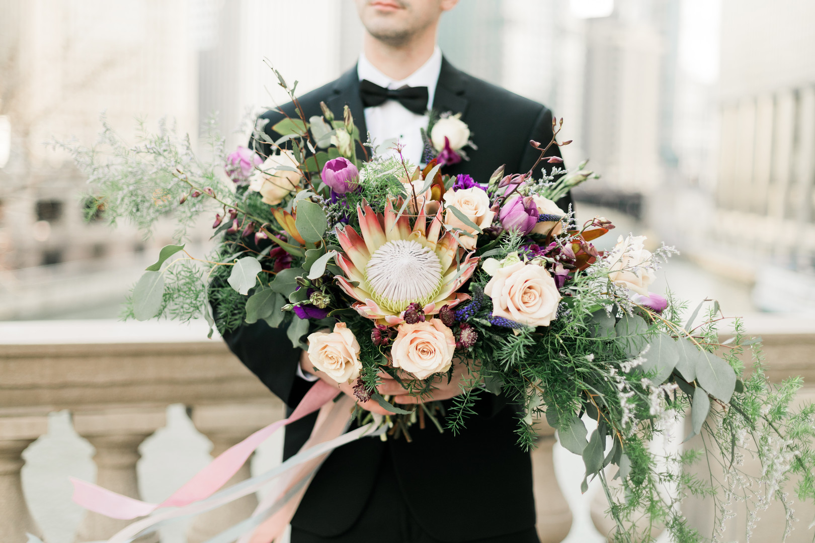 Rose and Floral Bridal Bouquet Chicago Wedding Stephanie Wood Photography