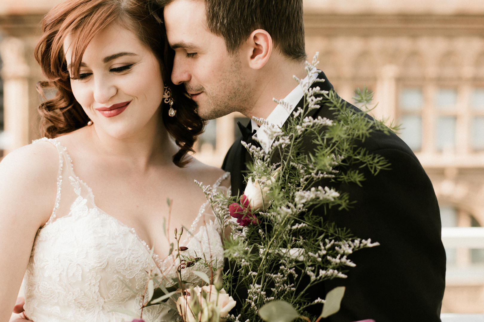 Romantic Bride and Groom Portrait Chicago Wedding Stephanie Wood Photography