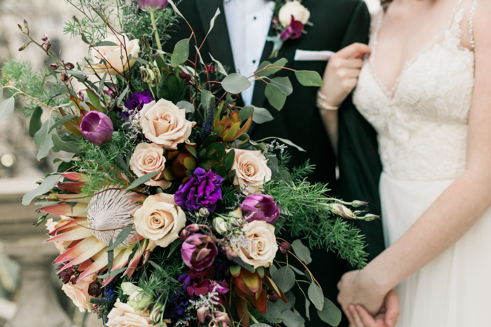 Rose Floral and Greenery Bridal Bouquet Chicago Wedding Stephanie Wood Photography