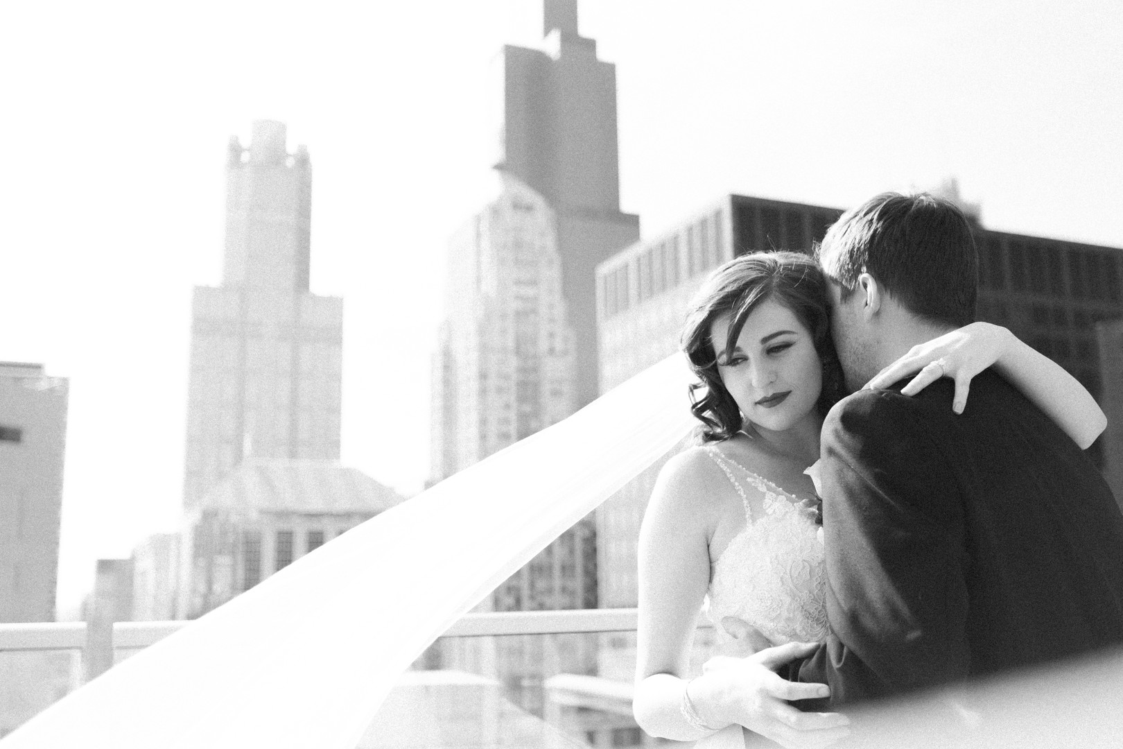 Romantic Bridal Portrait Cathedral Veil Chicago Wedding Stephanie Wood Photography