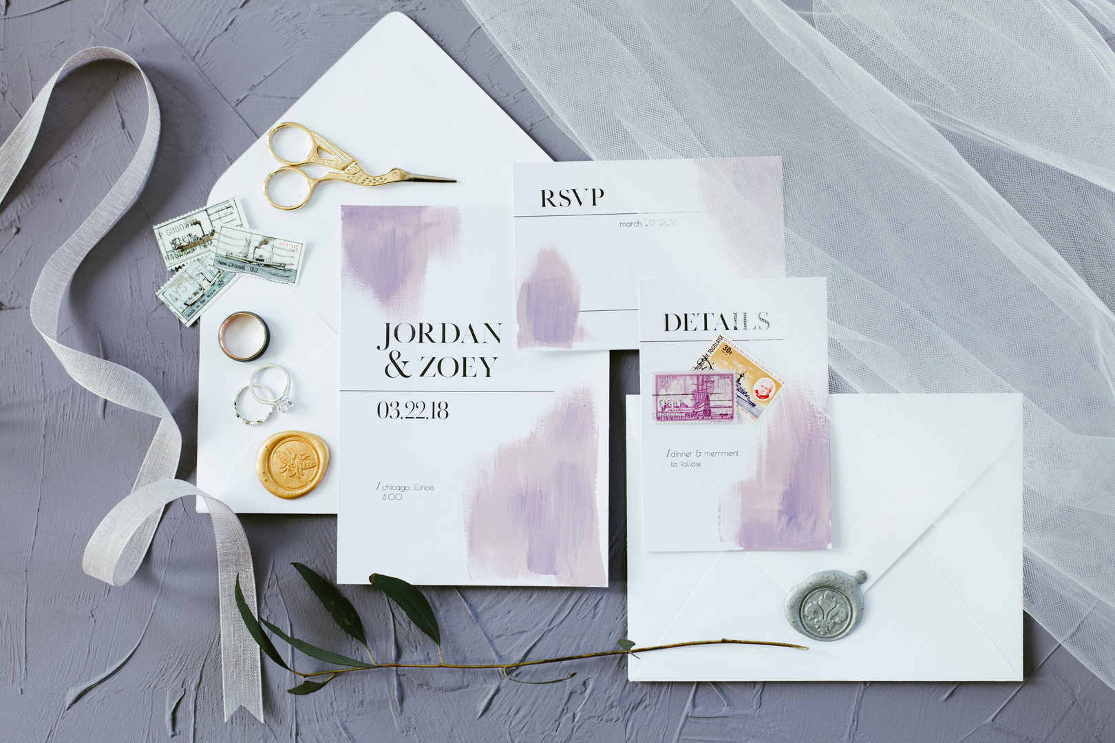 Purple Wedding Invitation Chicago Wedding Stephanie Wood Photography