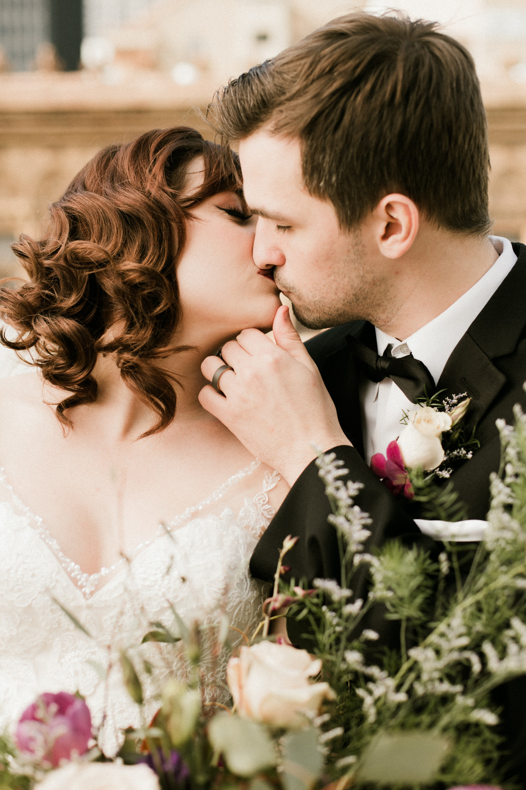 Bride and Groom First Kiss Chicago Wedding Stephanie Wood Photography