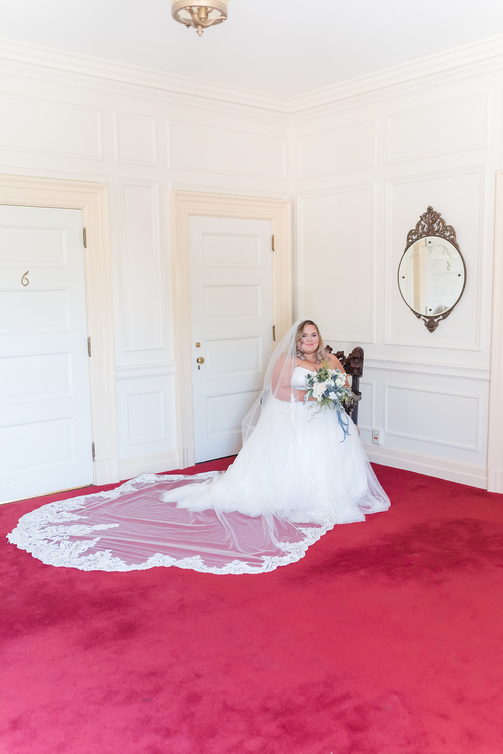 Tool Ball Gown with Cathedral Veil Chicago Wedding Rakoteet Photography