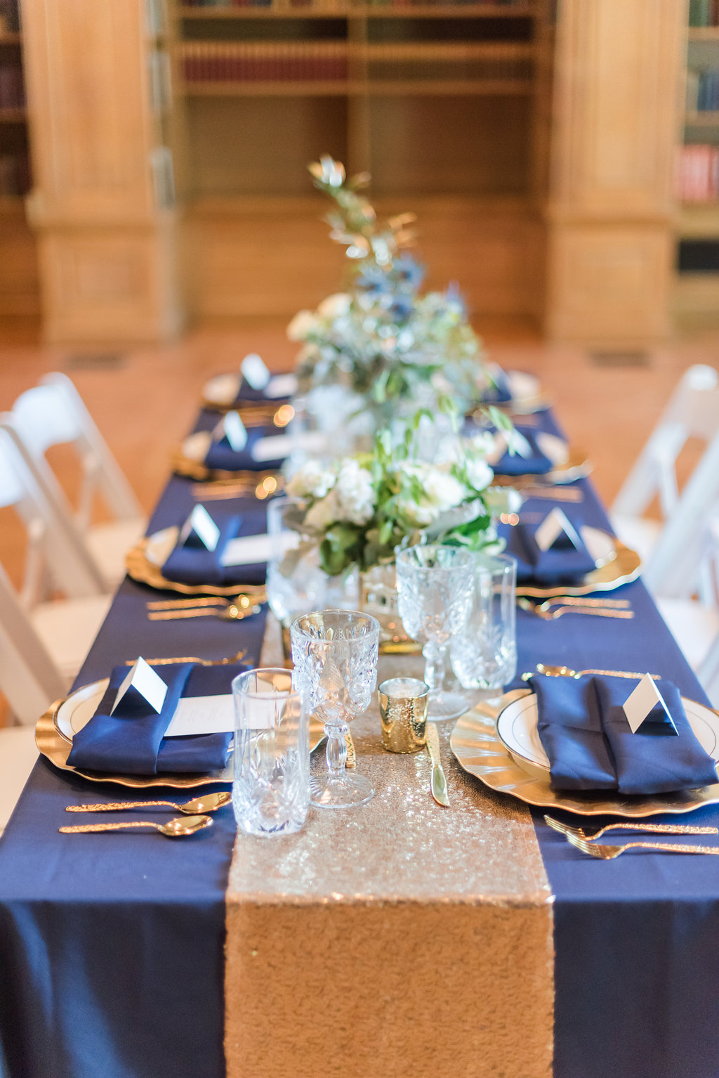 Navy and Blue Table Setting Chicago Wedding Rakoteet Photography