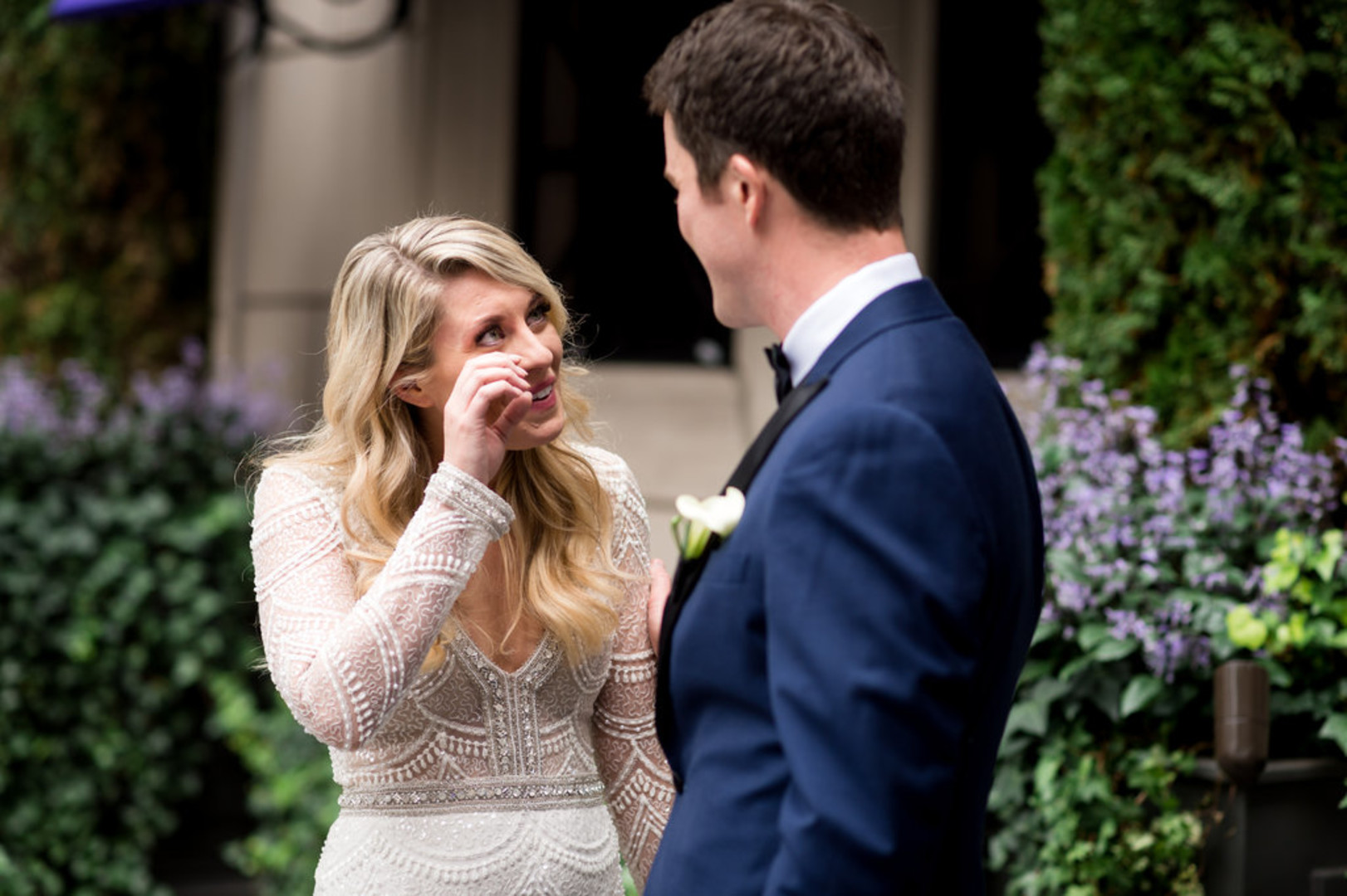 Bride and Groom First Look Chicago Wedding Julia Franzosa Photography