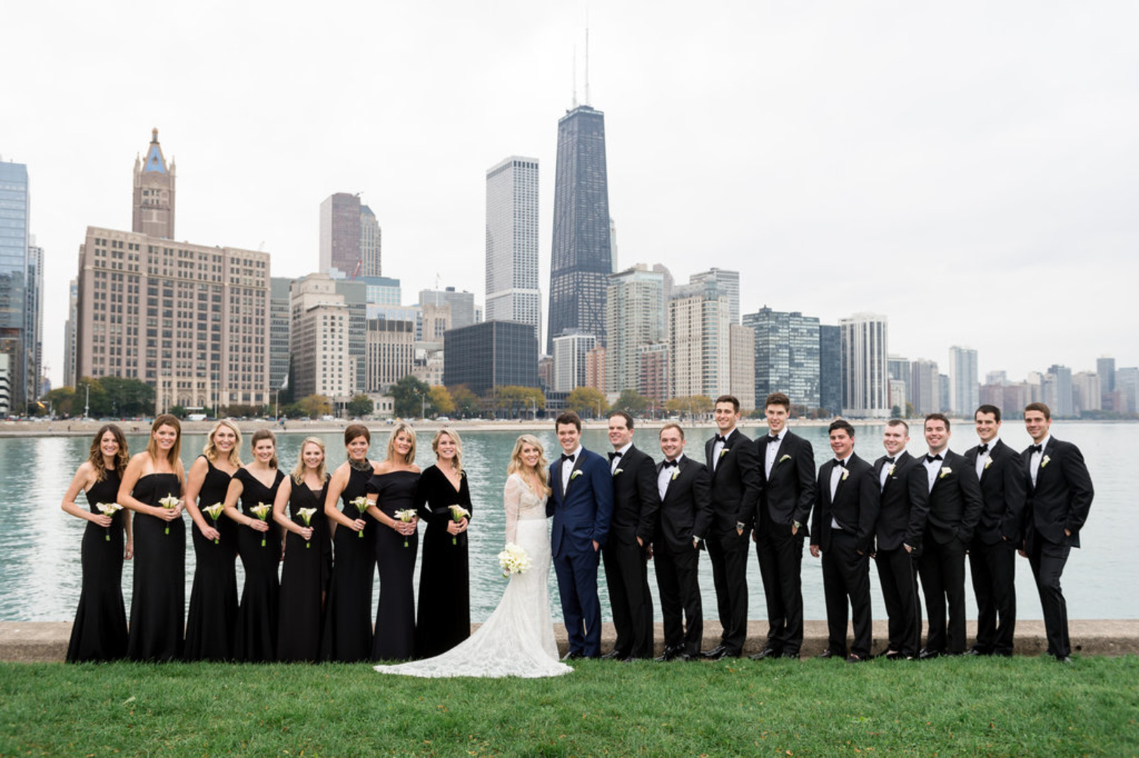 Black Elegant Bridal Party Chicago Wedding Julia Franzosa Photography