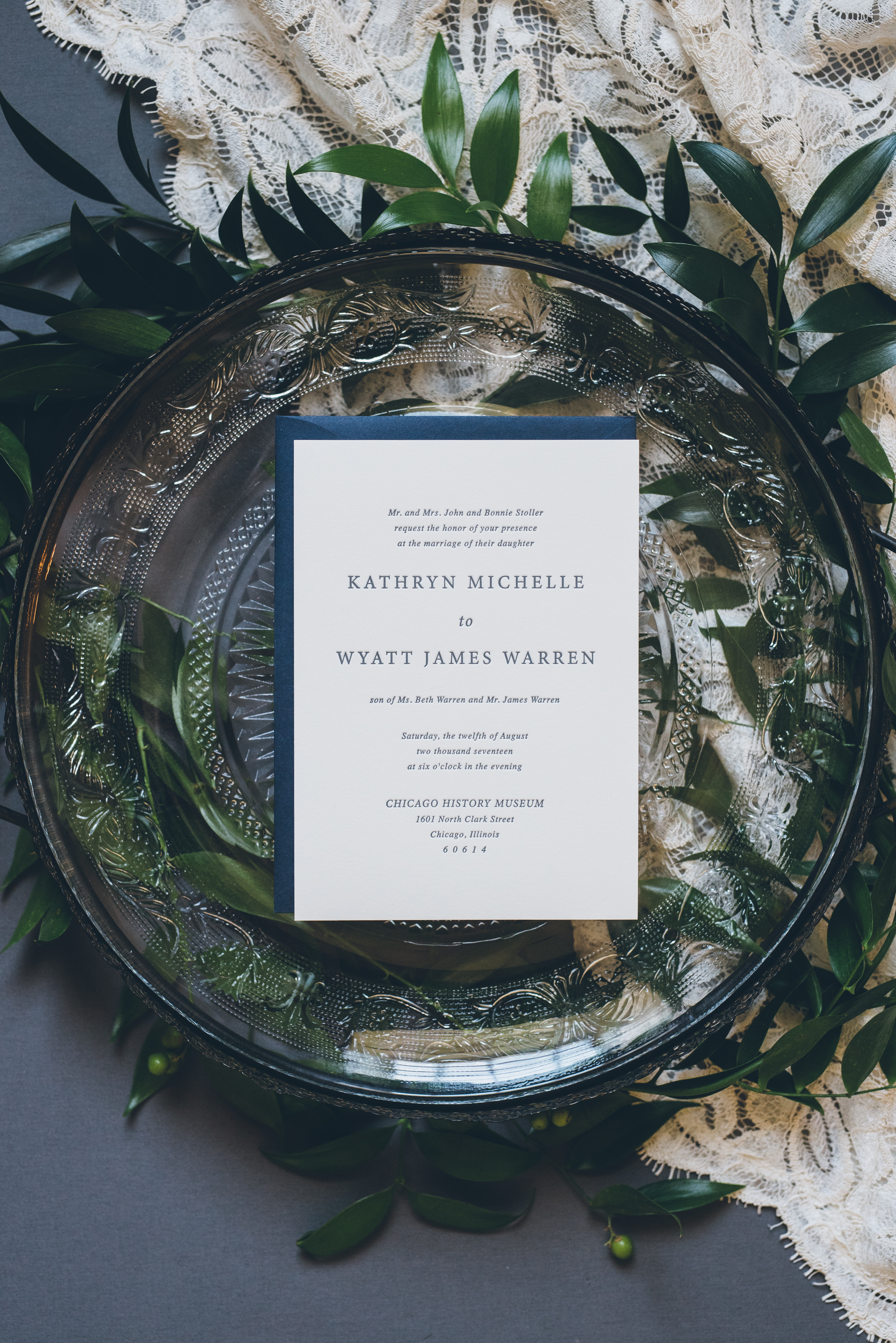 Blue and Greenery Wedding Invitation Chicago Wedding Ed and Aileen Photography