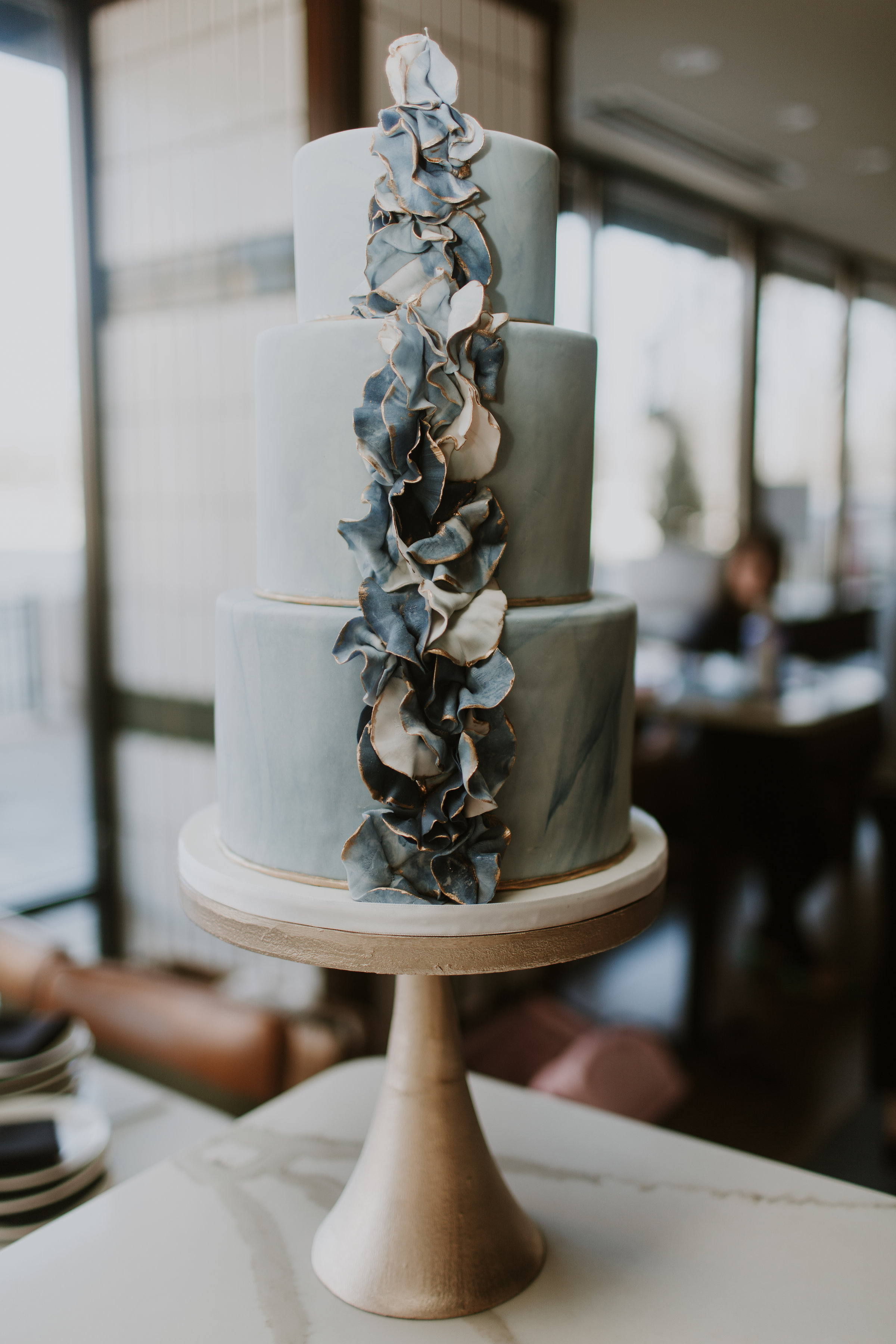 Pale Blue and Greenery Wedding Cake Gabrielle Daylor Photography