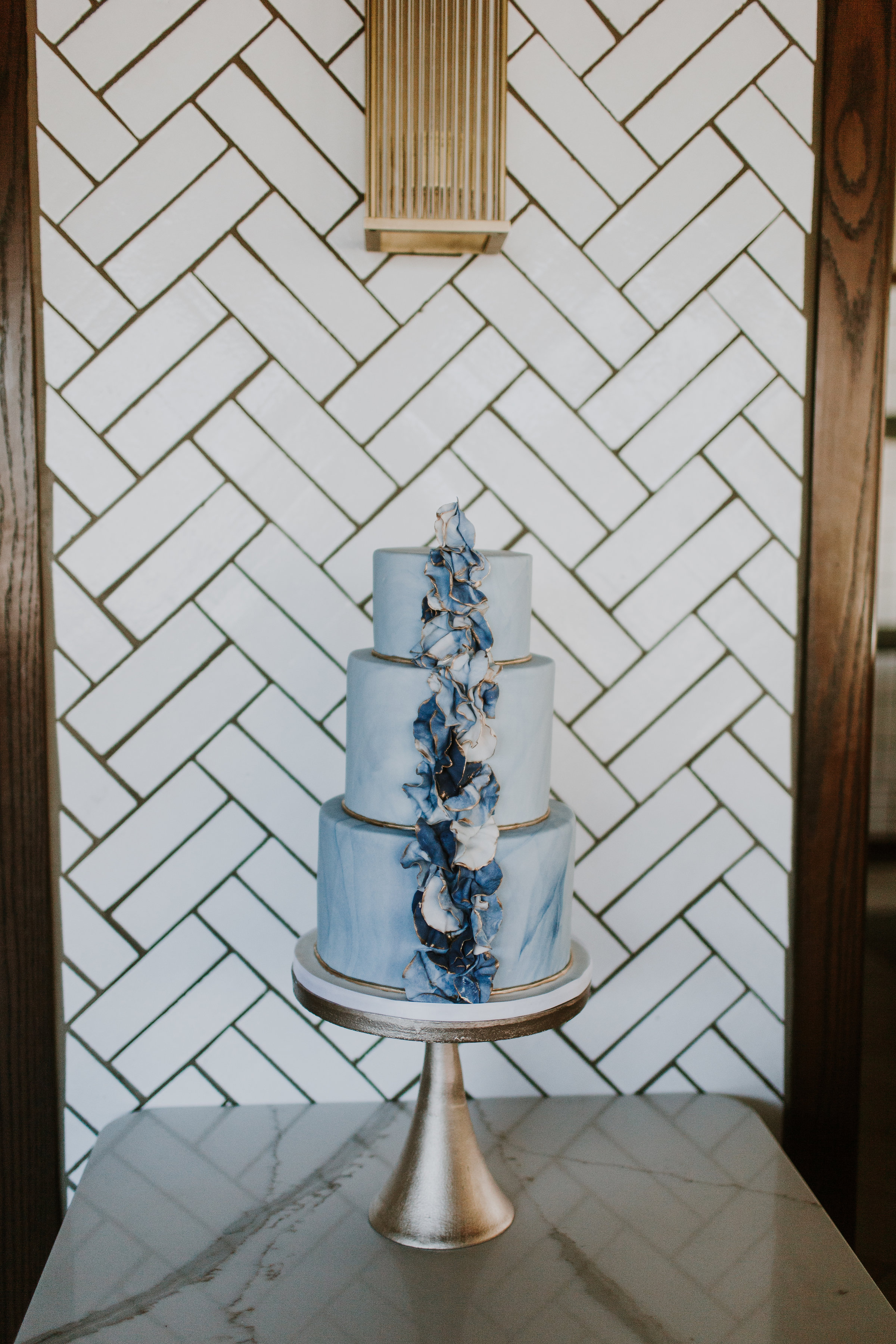 Pale Blue and Greenery Wedding Cake Gabrielle Daylor Photography