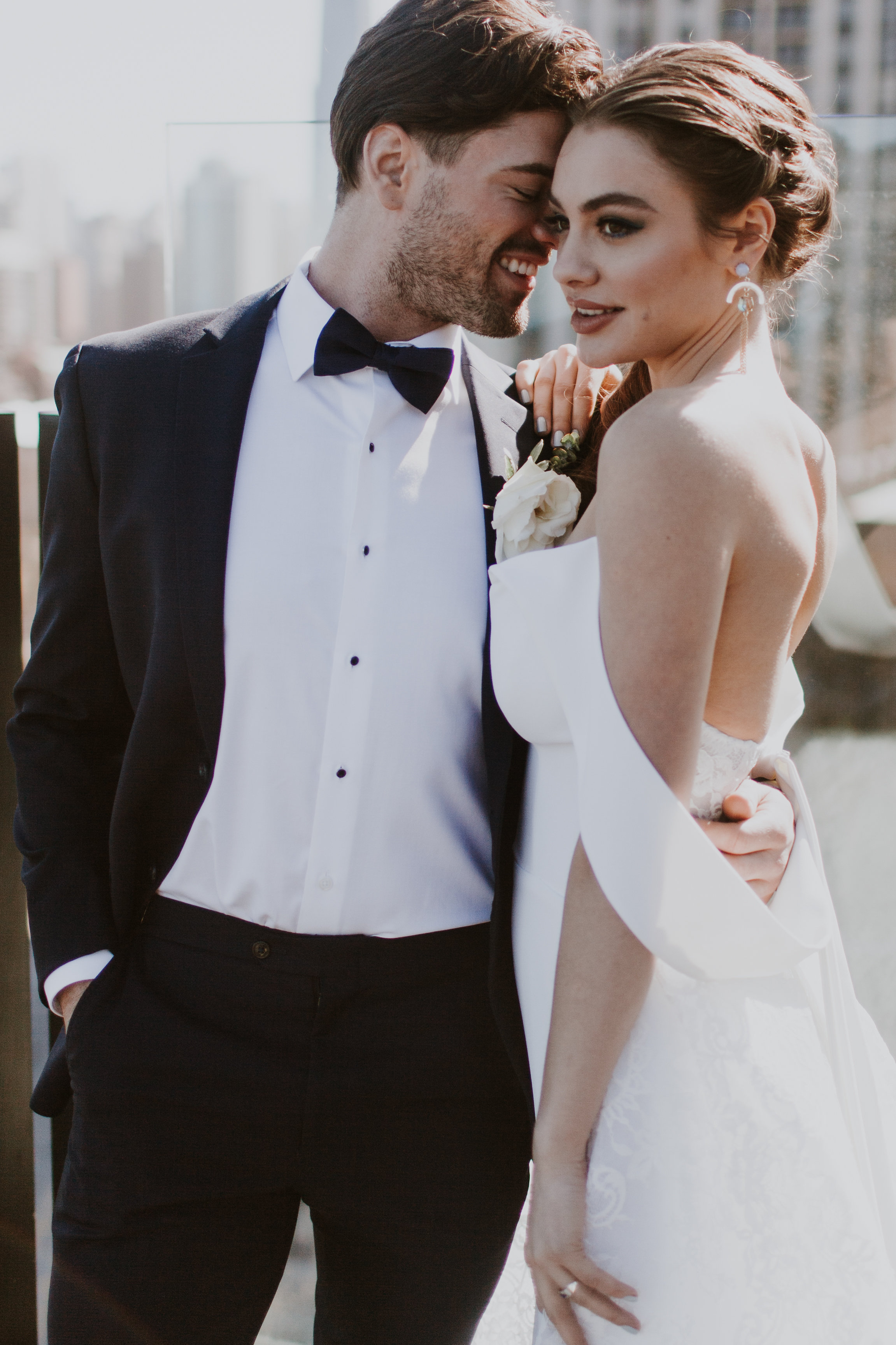 Bride and Groom Portrait Chicago Rooftop Wedding Gabrielle Daylor Photography