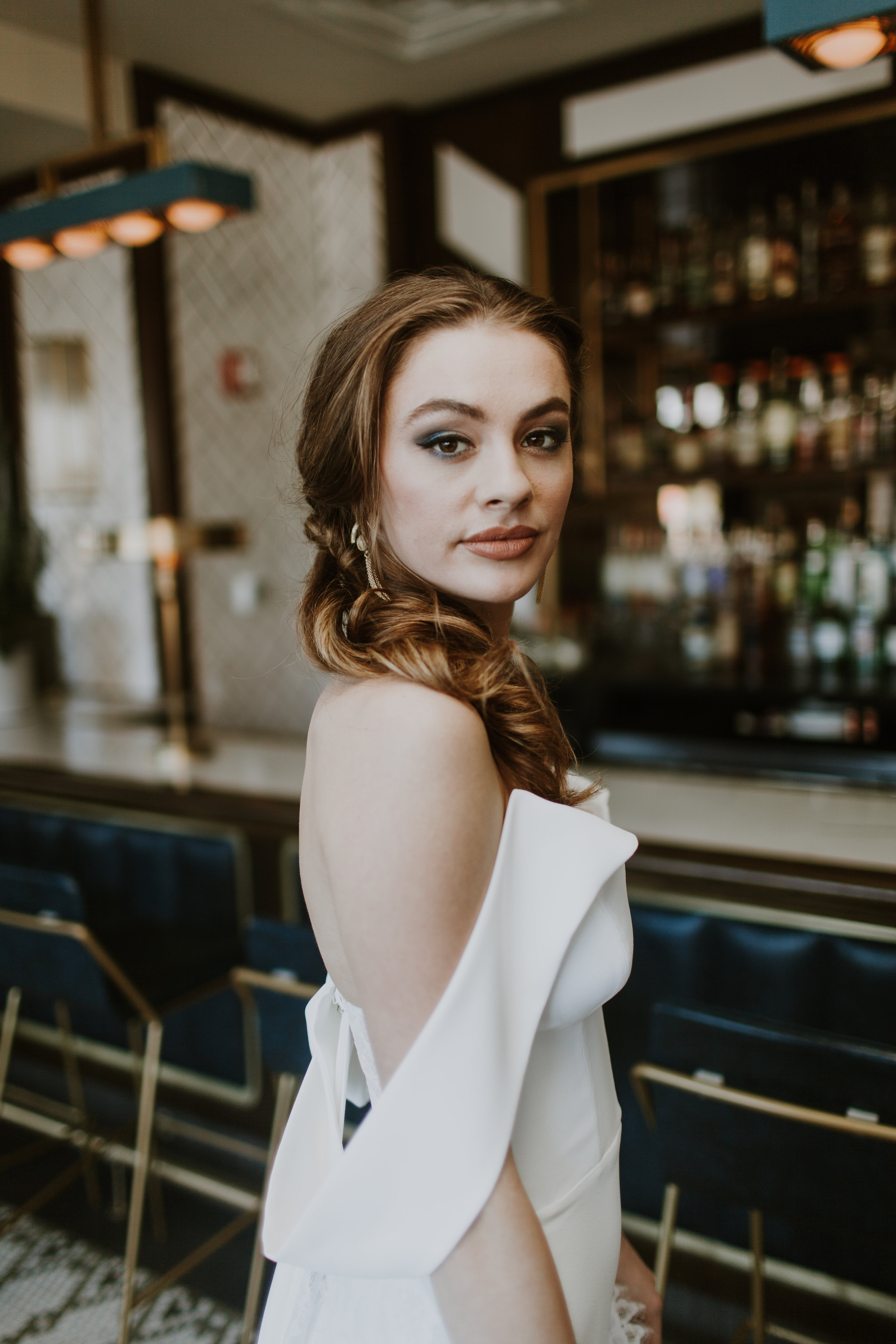 Off the Shoulder Sultry Bridal Gown Chicago Wedding Gabrielle Daylor Photography