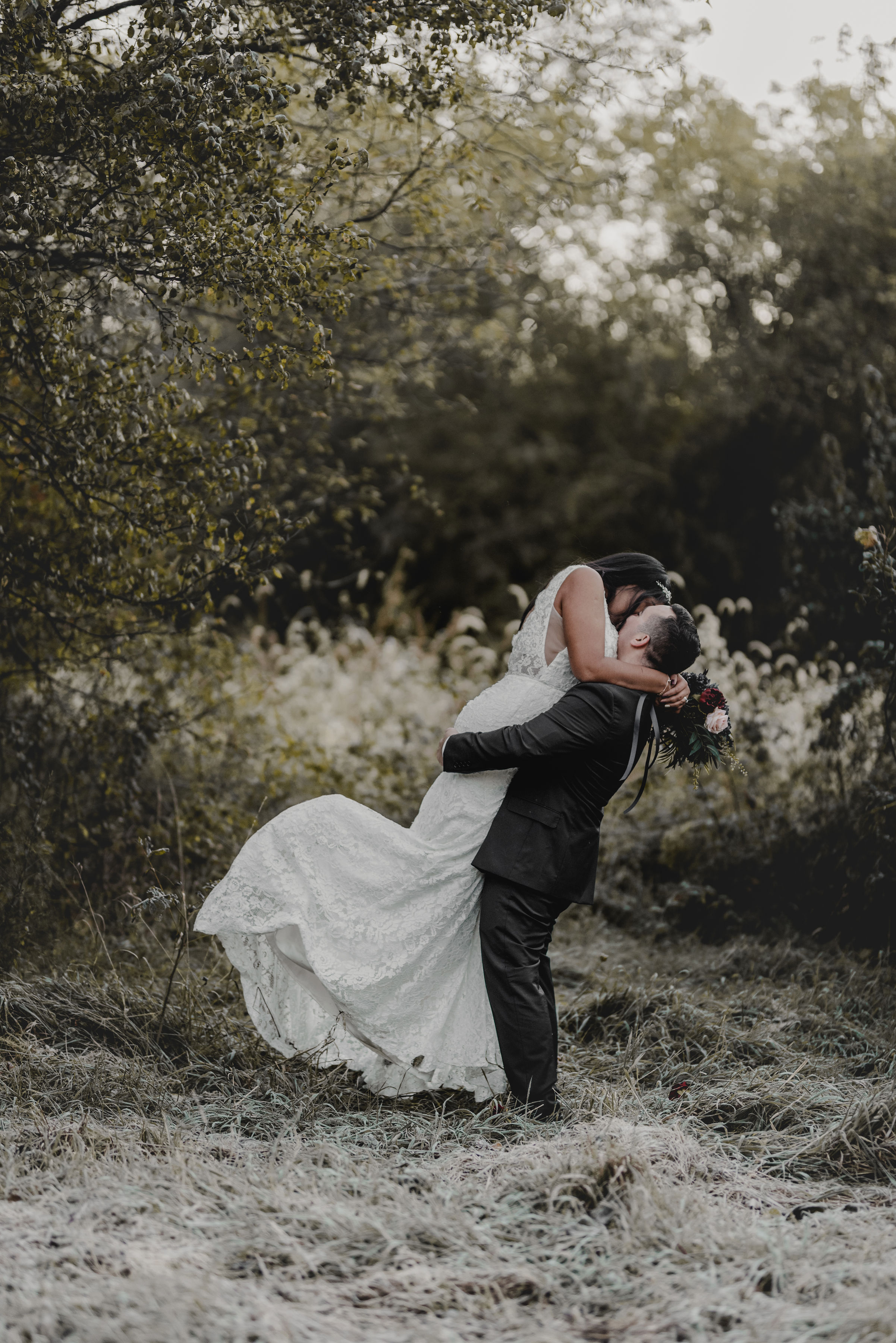 Bride and Groom Portrait Kiss Chicago Elopement Jenn Marie Photography