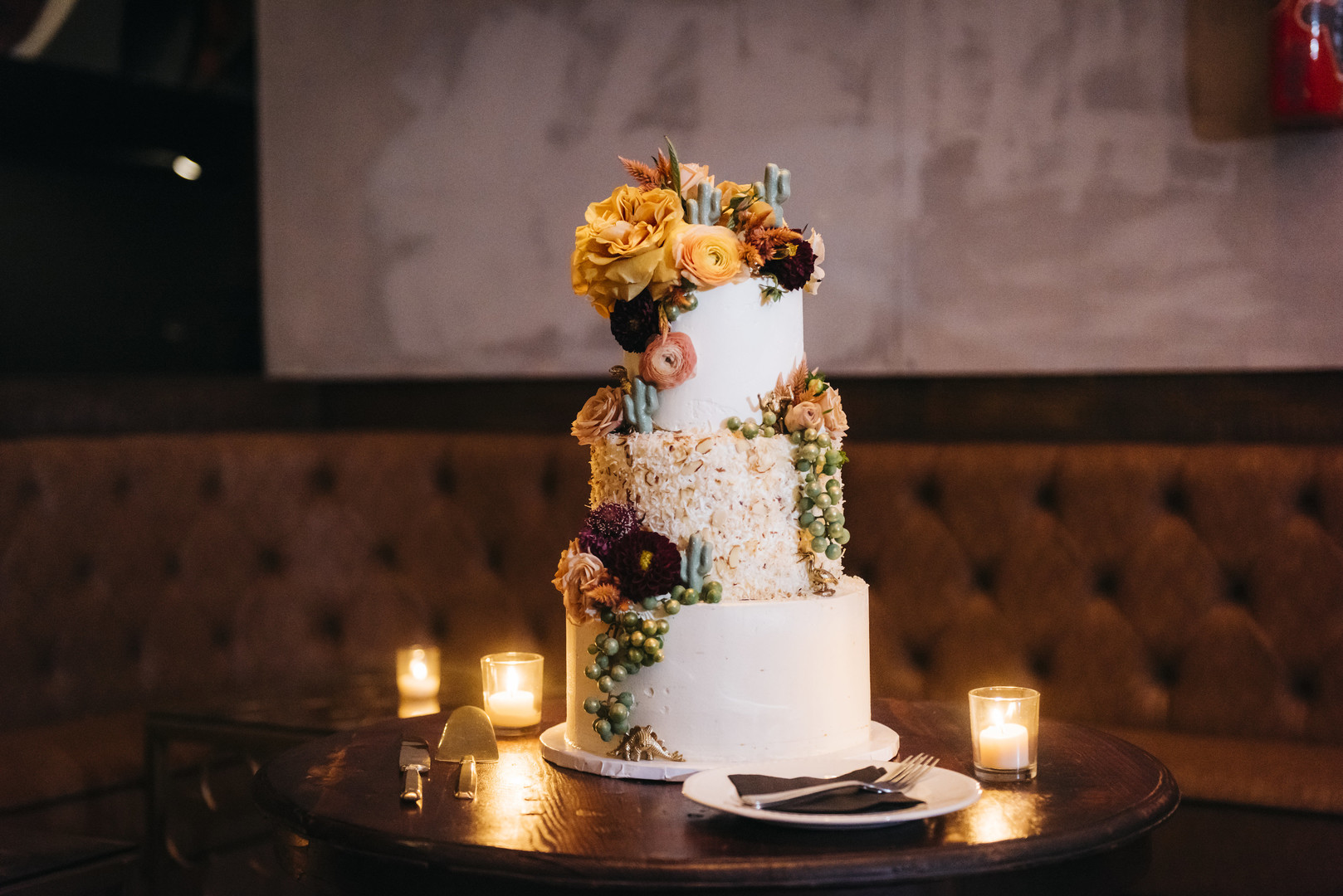 Colorful floral Wedding Cake Chicago Wedding Erin Hoyt Photography